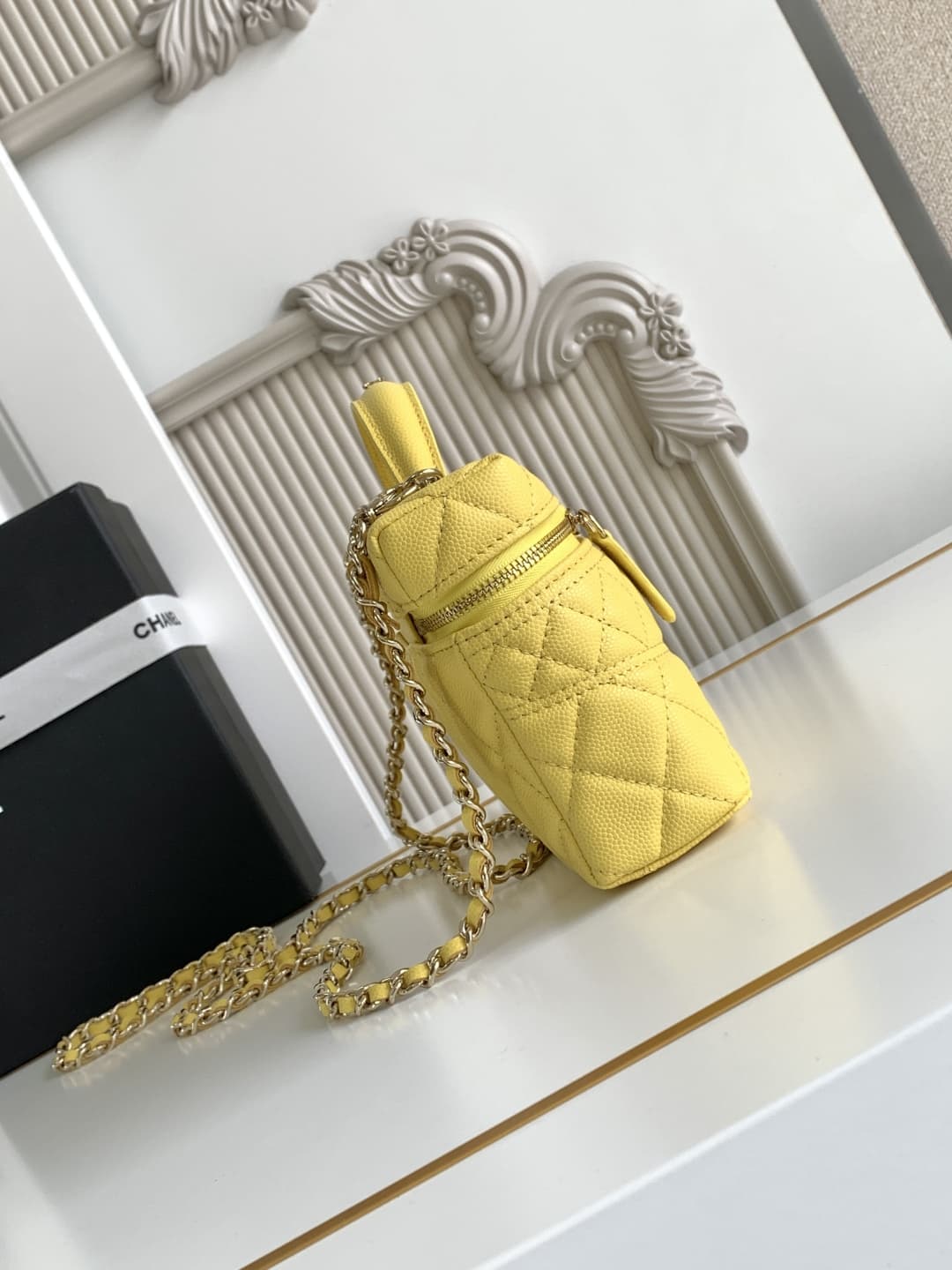 Chanel VANITY WITH CHAIN AP4407 Grained Calfskin & Gold-Tone Metal Yellow High