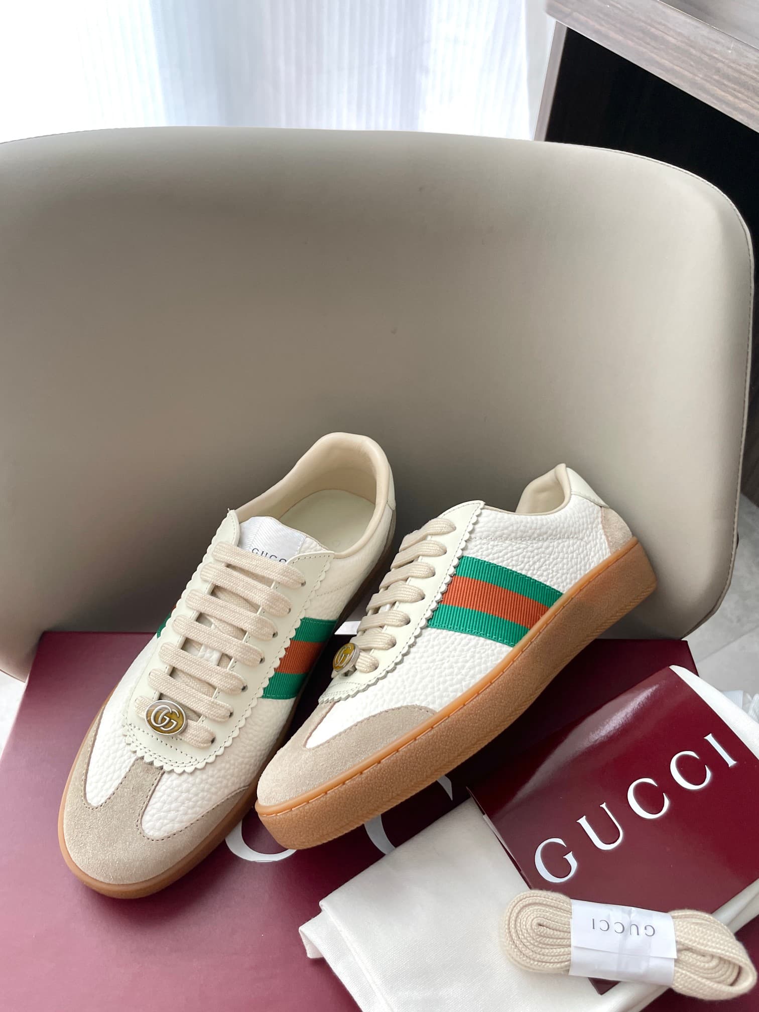 Gucci Calfskin Suede Web Sneaker shoes G74 Men Women