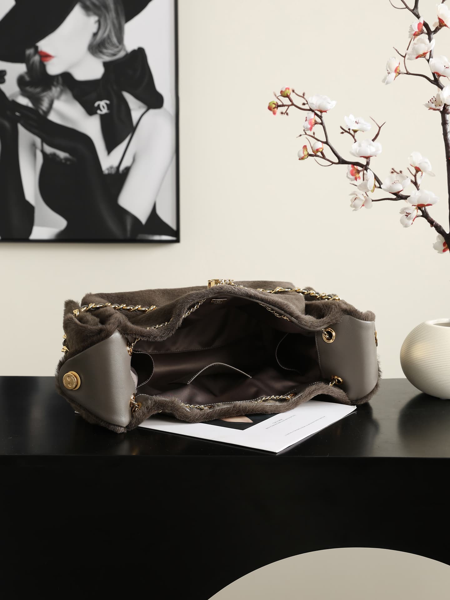 Chanel 25 Small Hobo handbag AS5293 Pony Hair& Gold-Tone Metal Dark Khaki AS5293 A