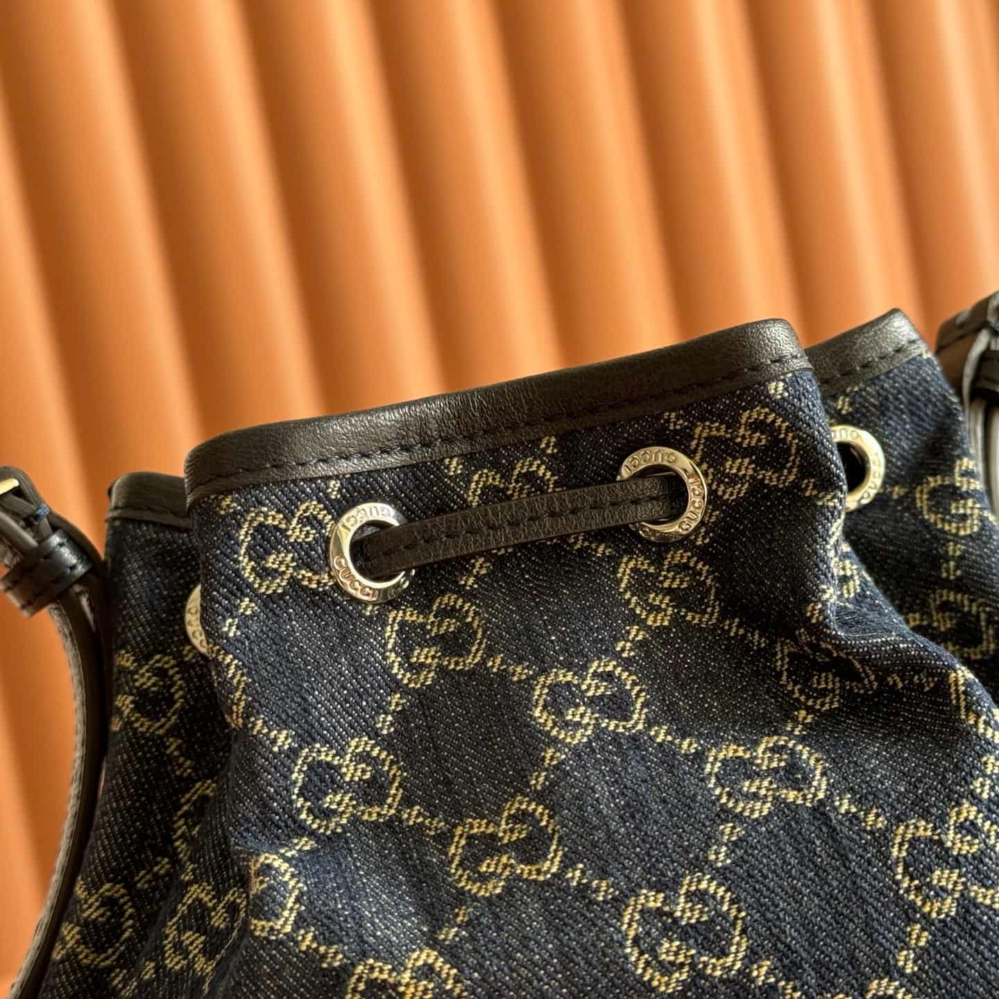 Gucci Venice small bucket bag Dark blue washed GG denim  ‎875237 High