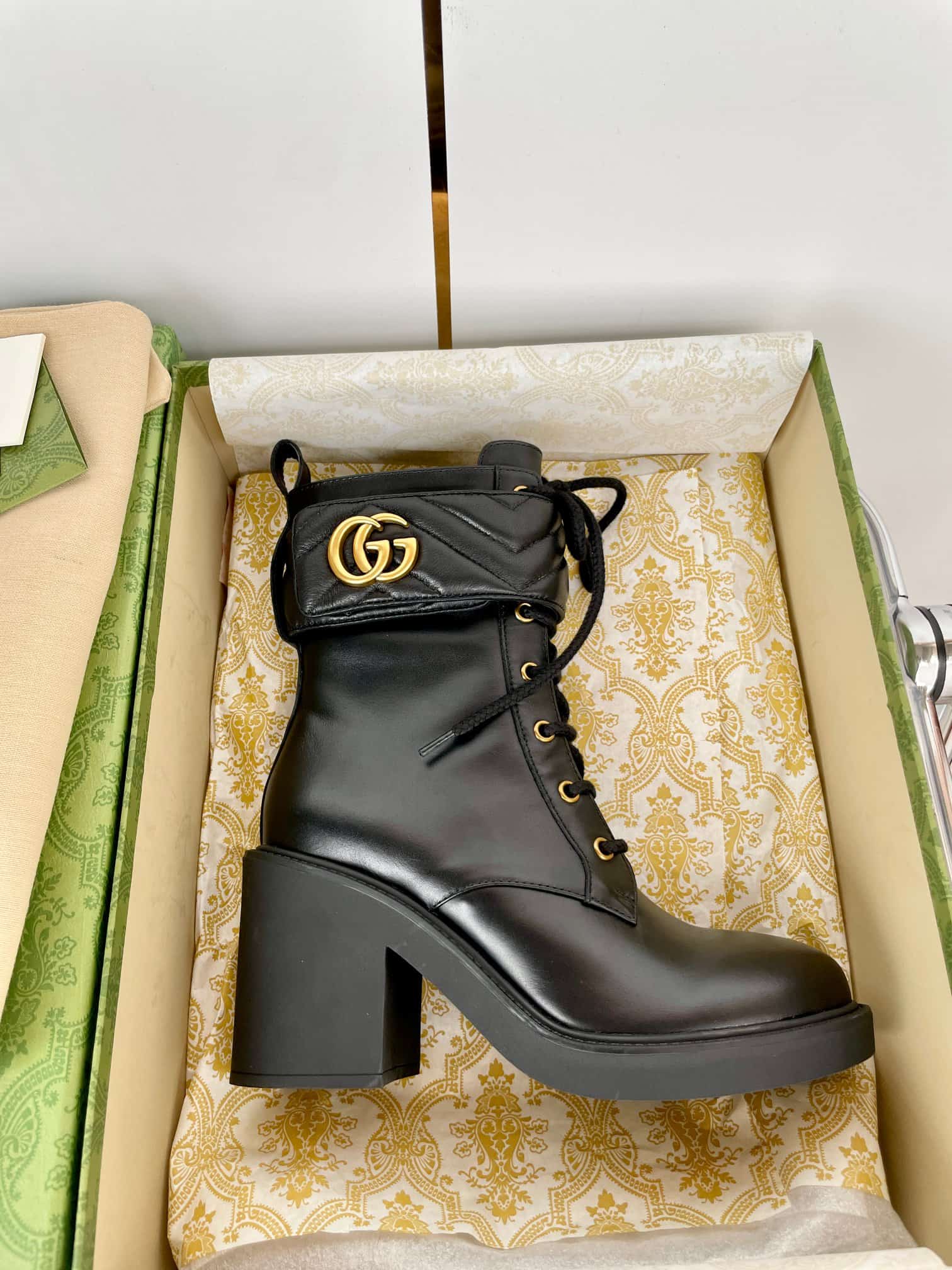 Gucci Double G Leather Boots Shoes Women