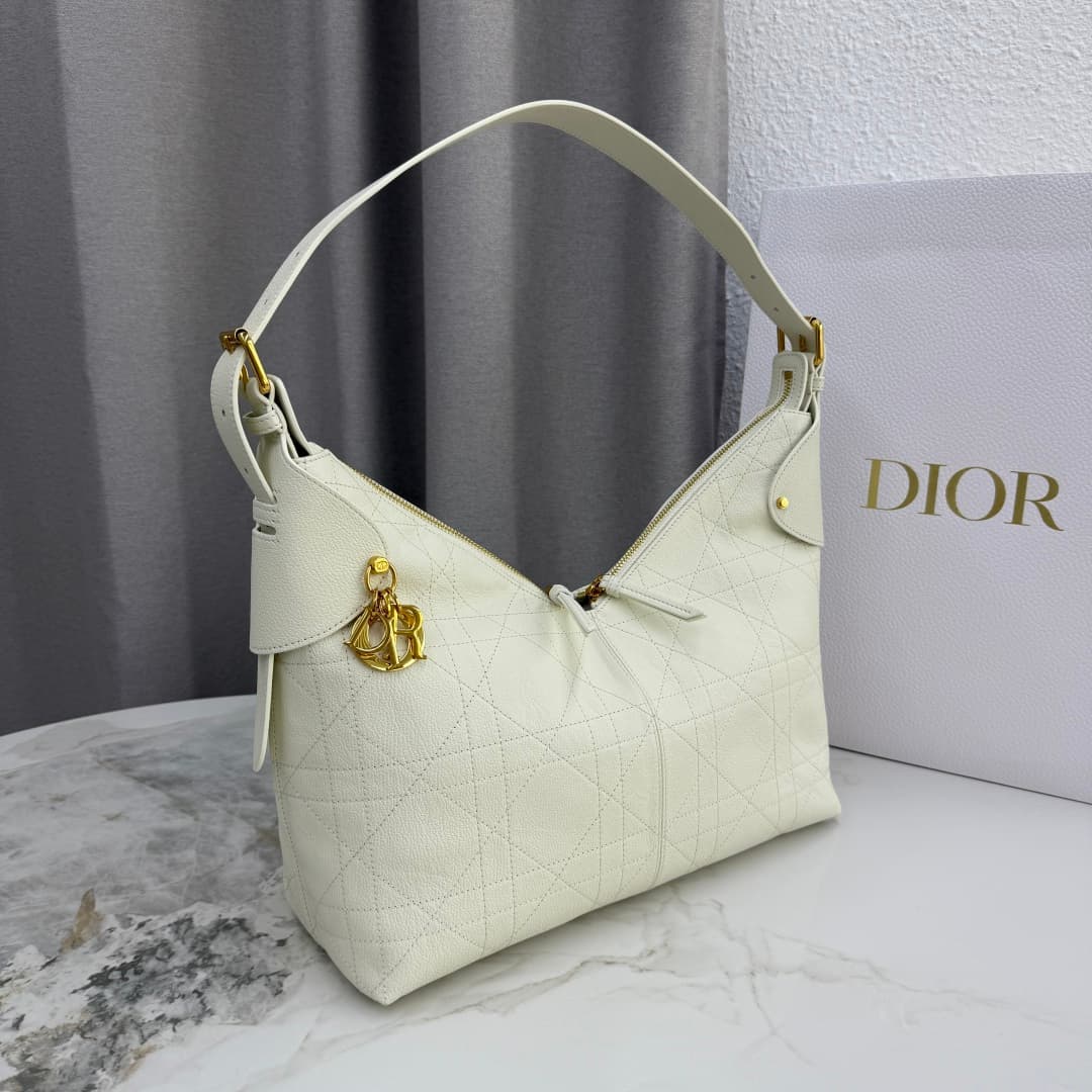 Large Dior Voyage Bag Latte Flat Macrocannage Grained Calfskin High