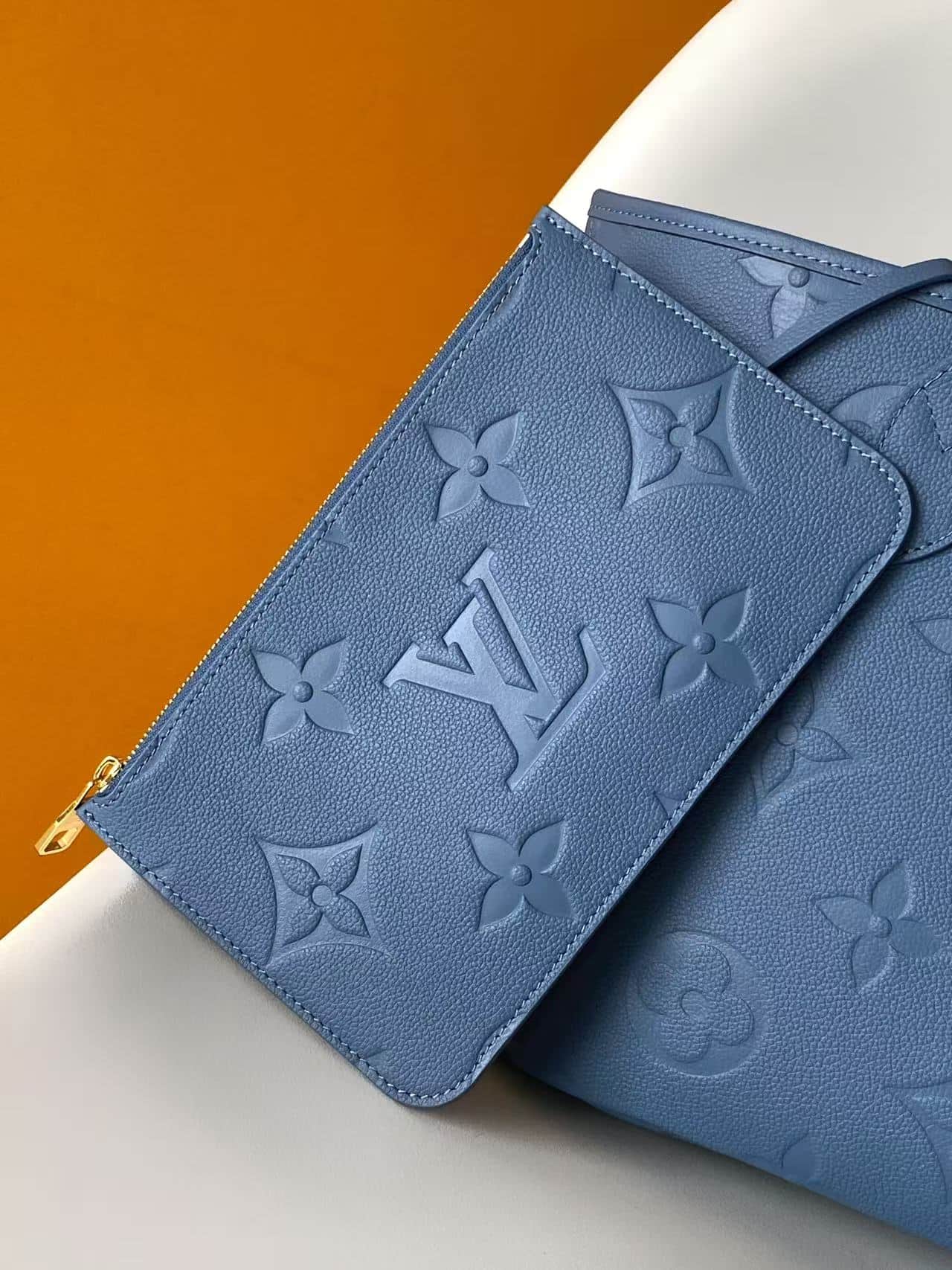 Louis Vuitton Neverfull MM Blue Jean Cowhide leather M27358 High