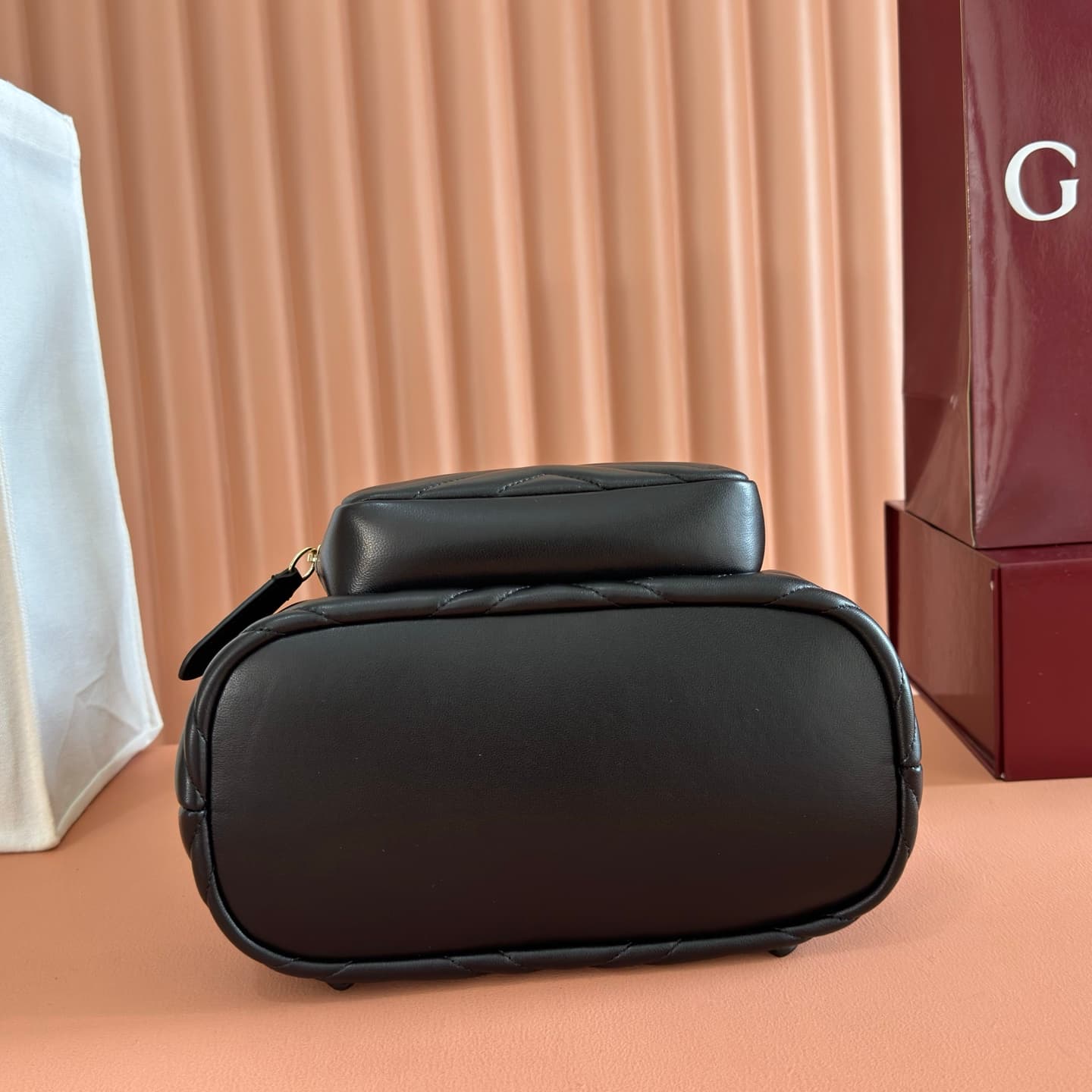 Gucci GG Marmont Small Backpack Black Matelassé Chevron Nappa Leather 861878  High