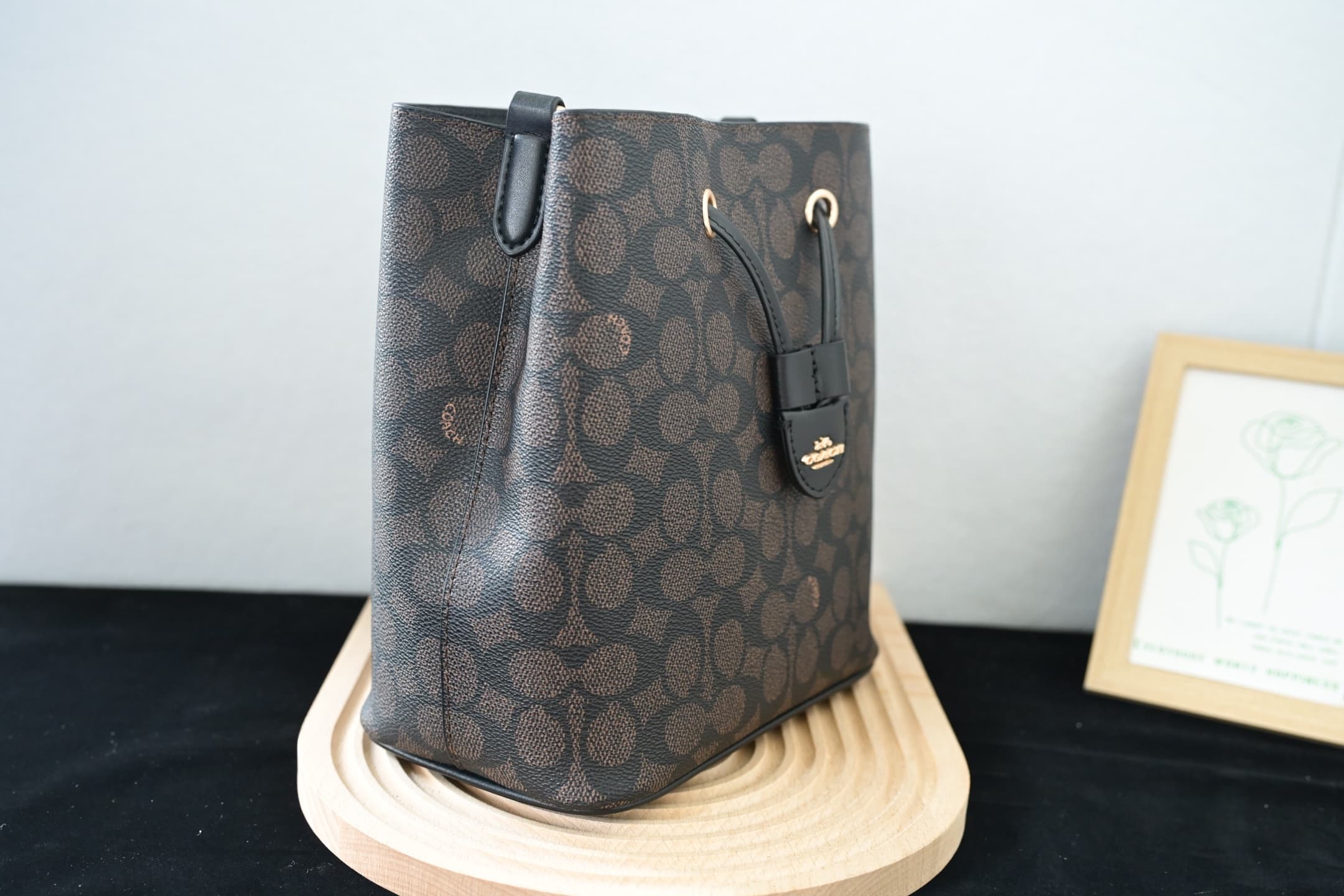 COACH Rowan Bucket Bag In Walnut Signature Canvas High