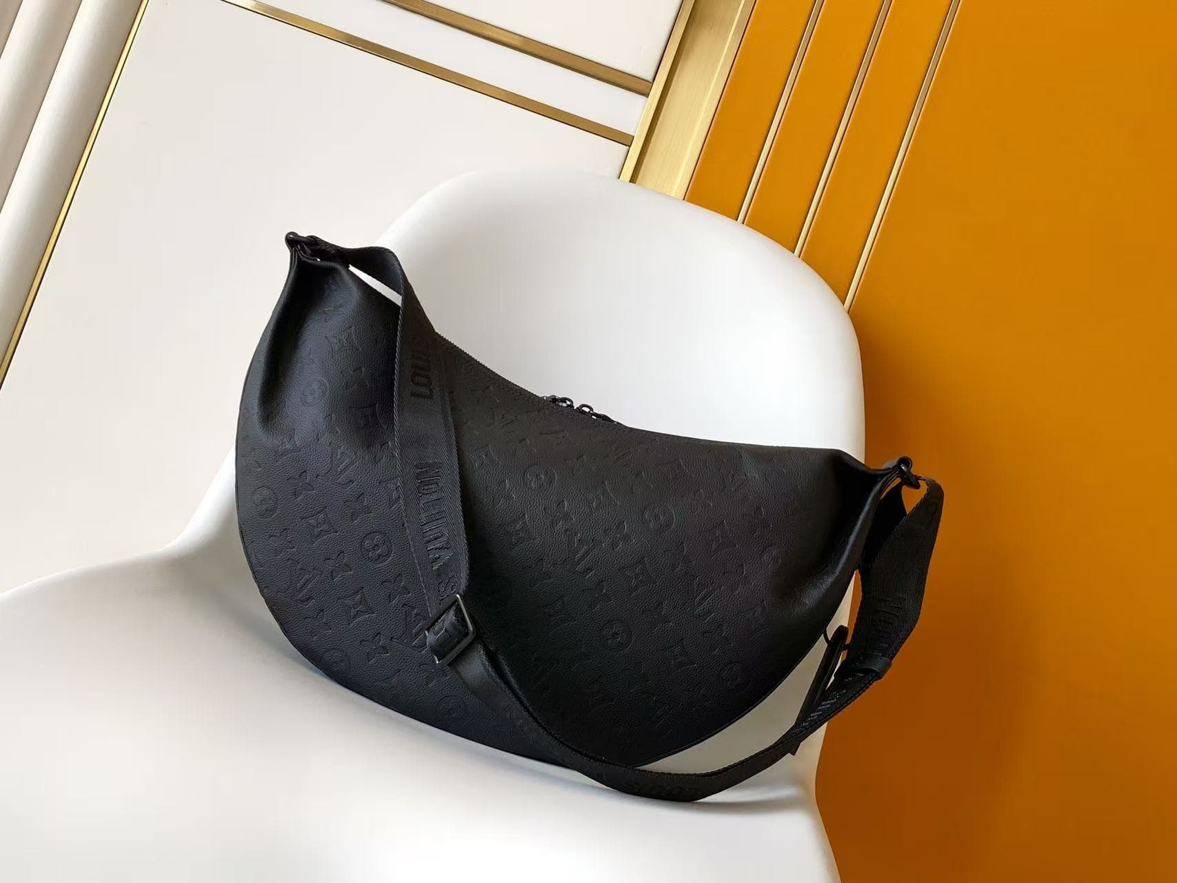 Louis Vuitton Hobo Hamac Bag Black Monogram Shadow embossed leather M12850 High
