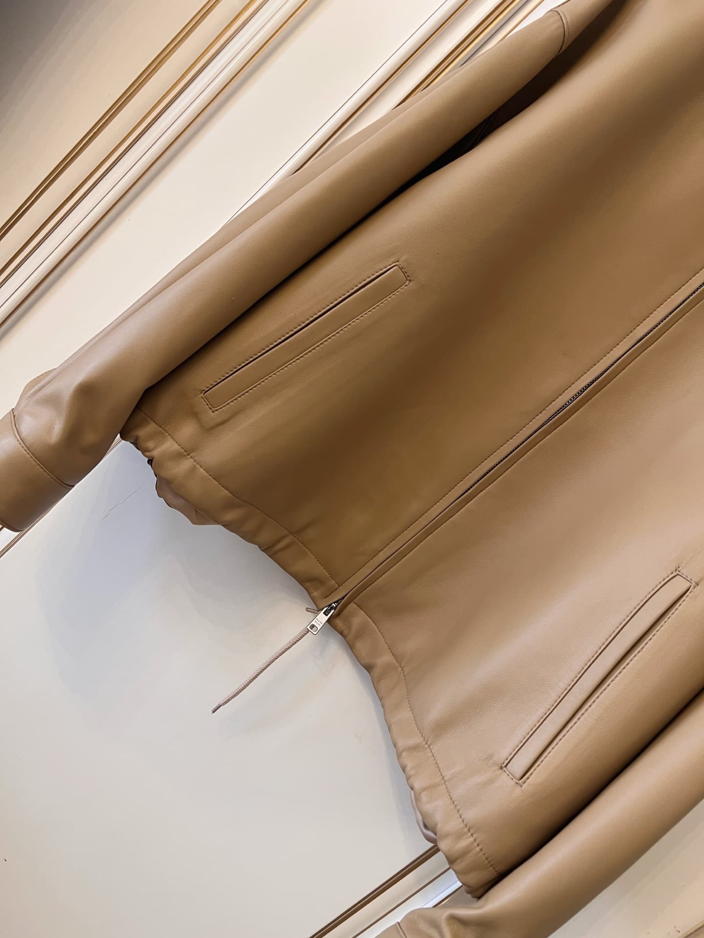 Prada Sand Beige Nappa Leather Blouson Jacket