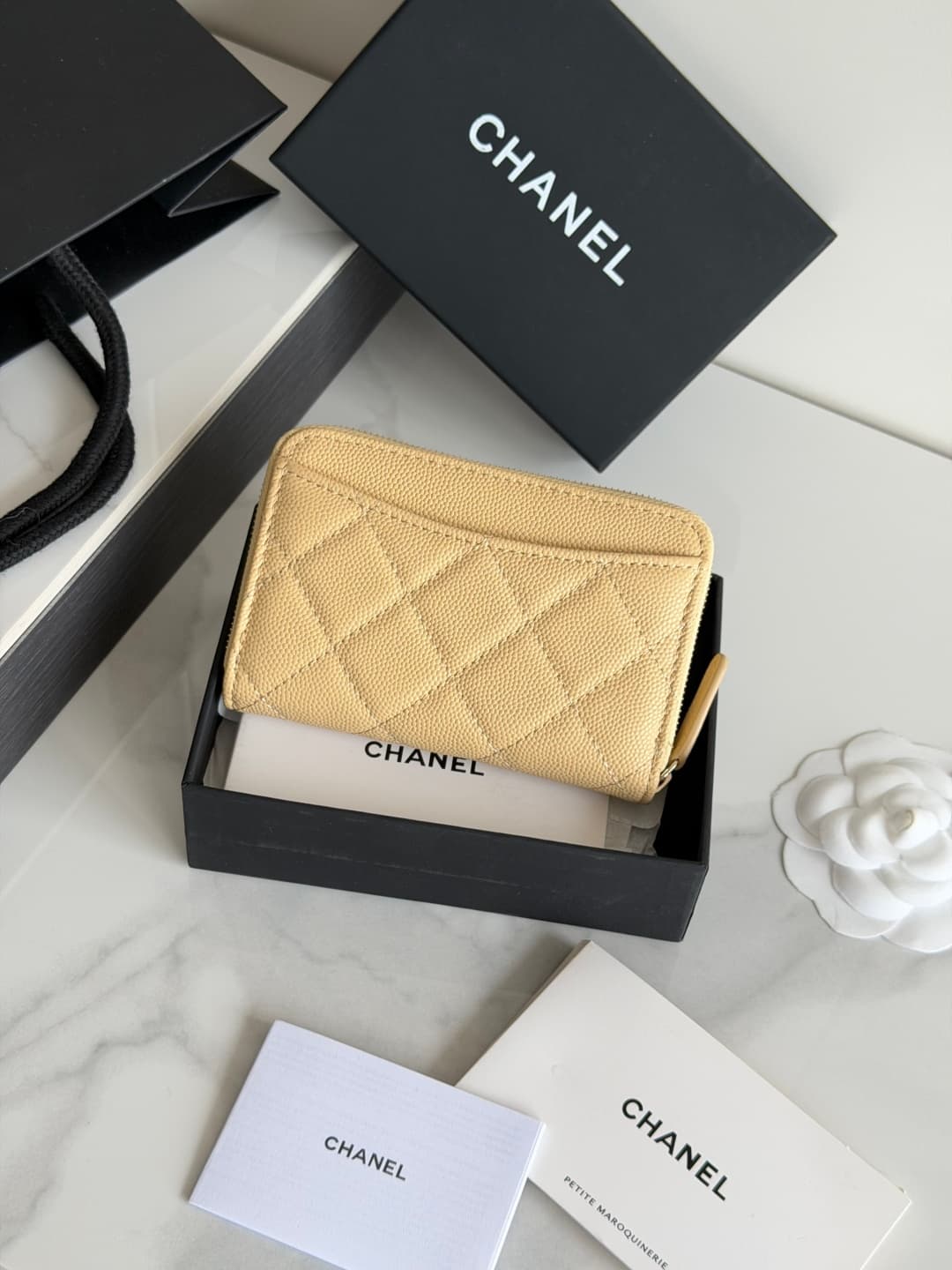 Chanel Zip Coin Purse Grained Calfskin & Gold-Tone Metal AP3686 High