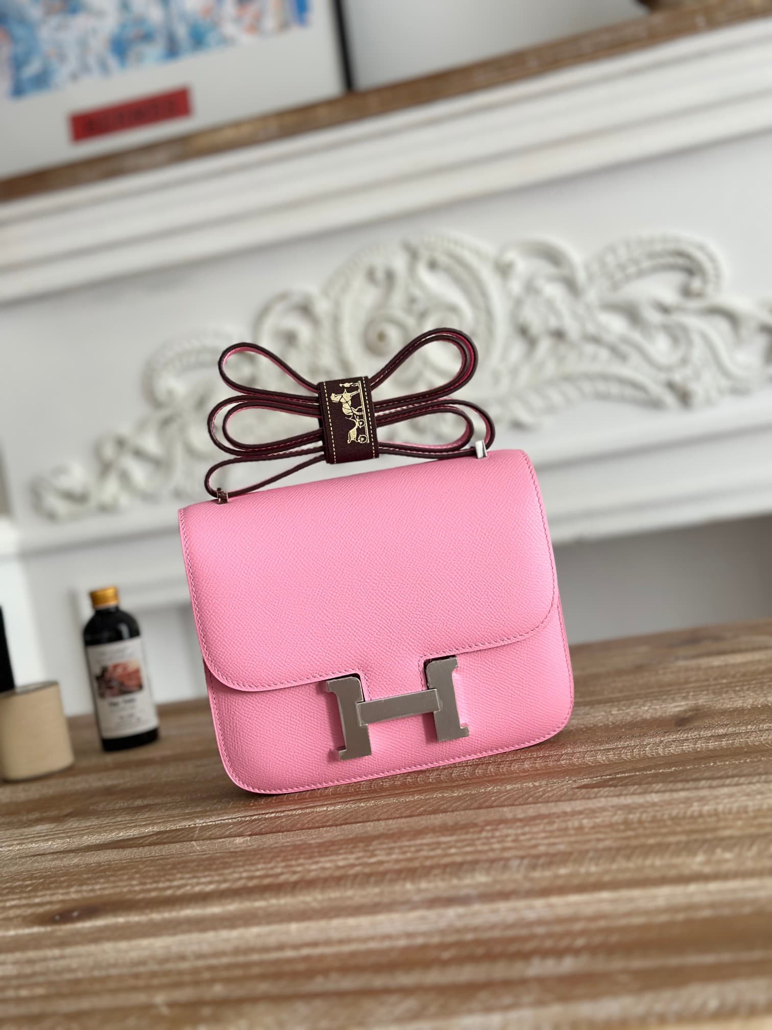 Hermes Mini Constance 18cm Epsom Bag WAX Mauve Sylvestre High