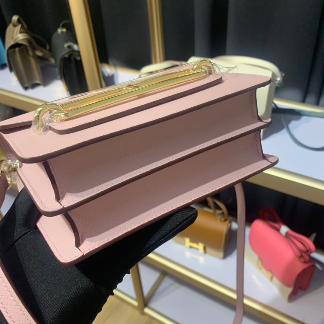 Hermes Roulis wallet in Pink Calfskin Etoupe WAX Gold/Silver-Metal High