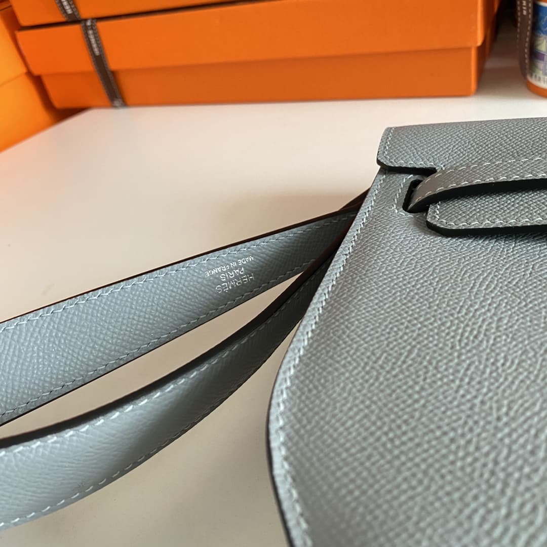 Hermes Kelly Depeches 25 Pouch Epsom Leather Blue Lin WAX High