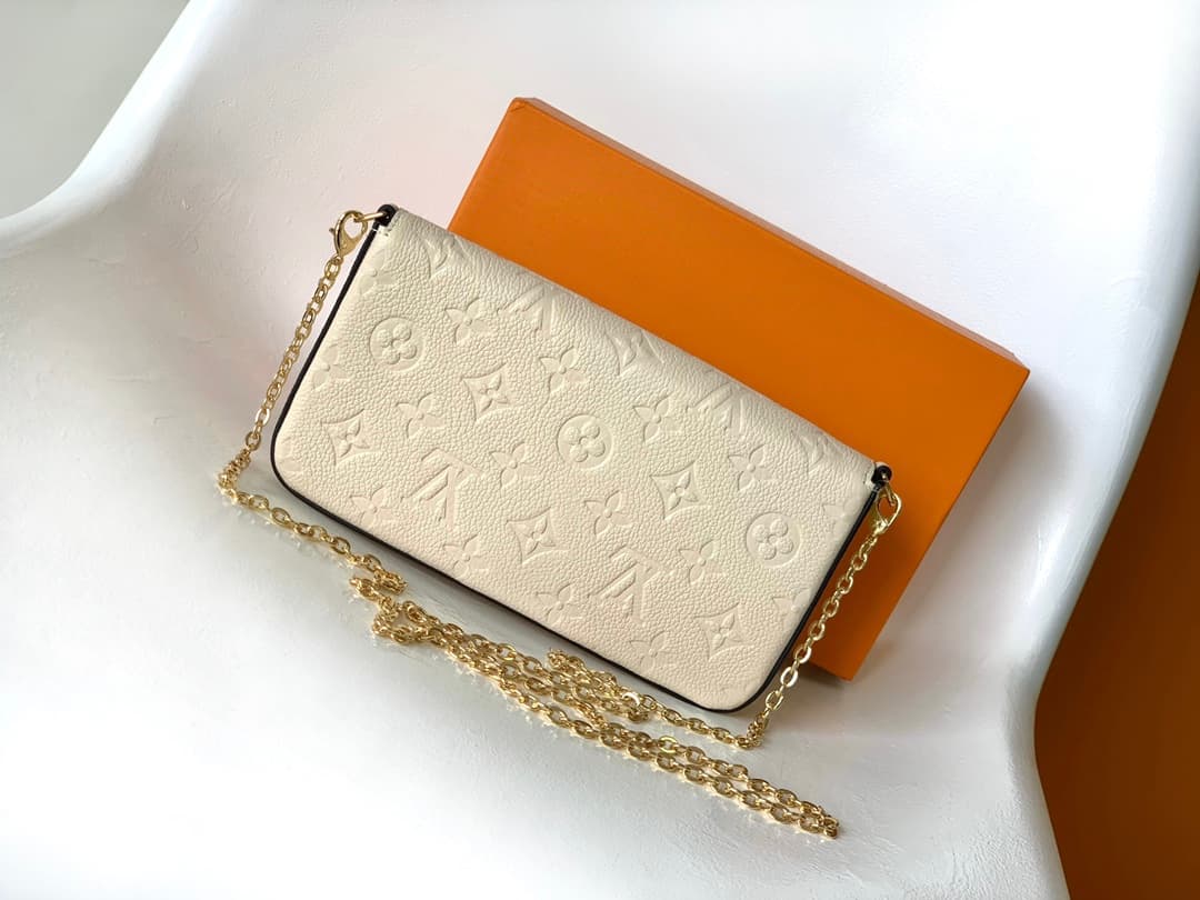 Louis Vuitton Pochette Félicie Cream Monogram Empreinte Leather M82363 High