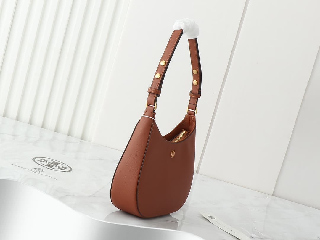Tory Burch Emerson Small Patent Zip Shoulder Bag in Brown High