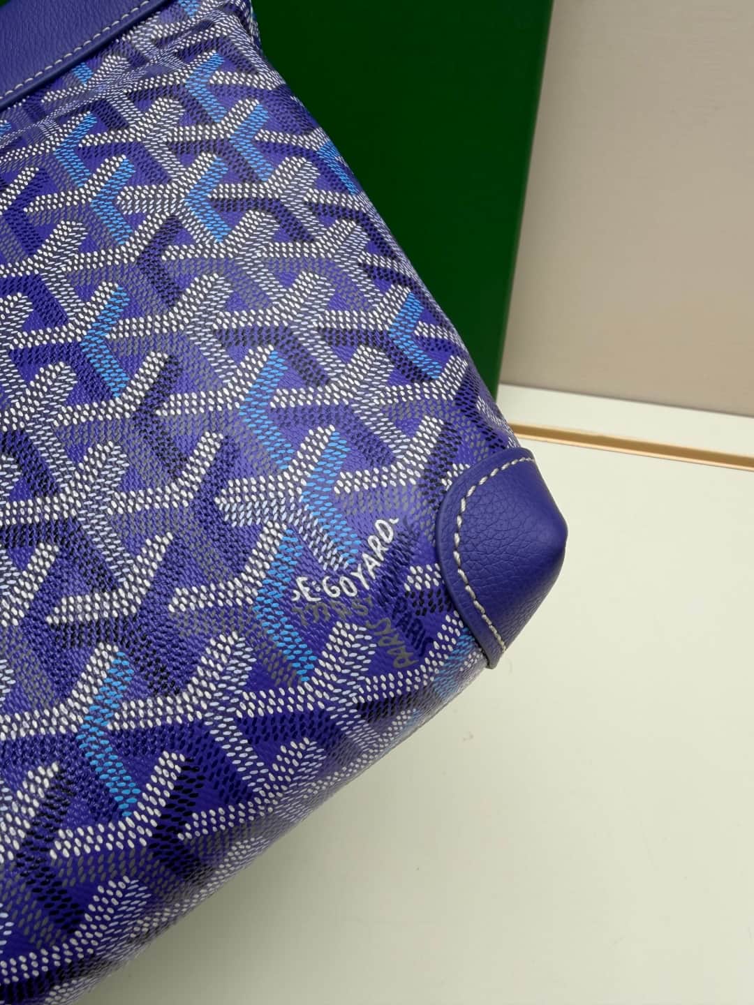 Goyard Conti pouch Goyardine canvas and Chevroches Calfskin Blue High