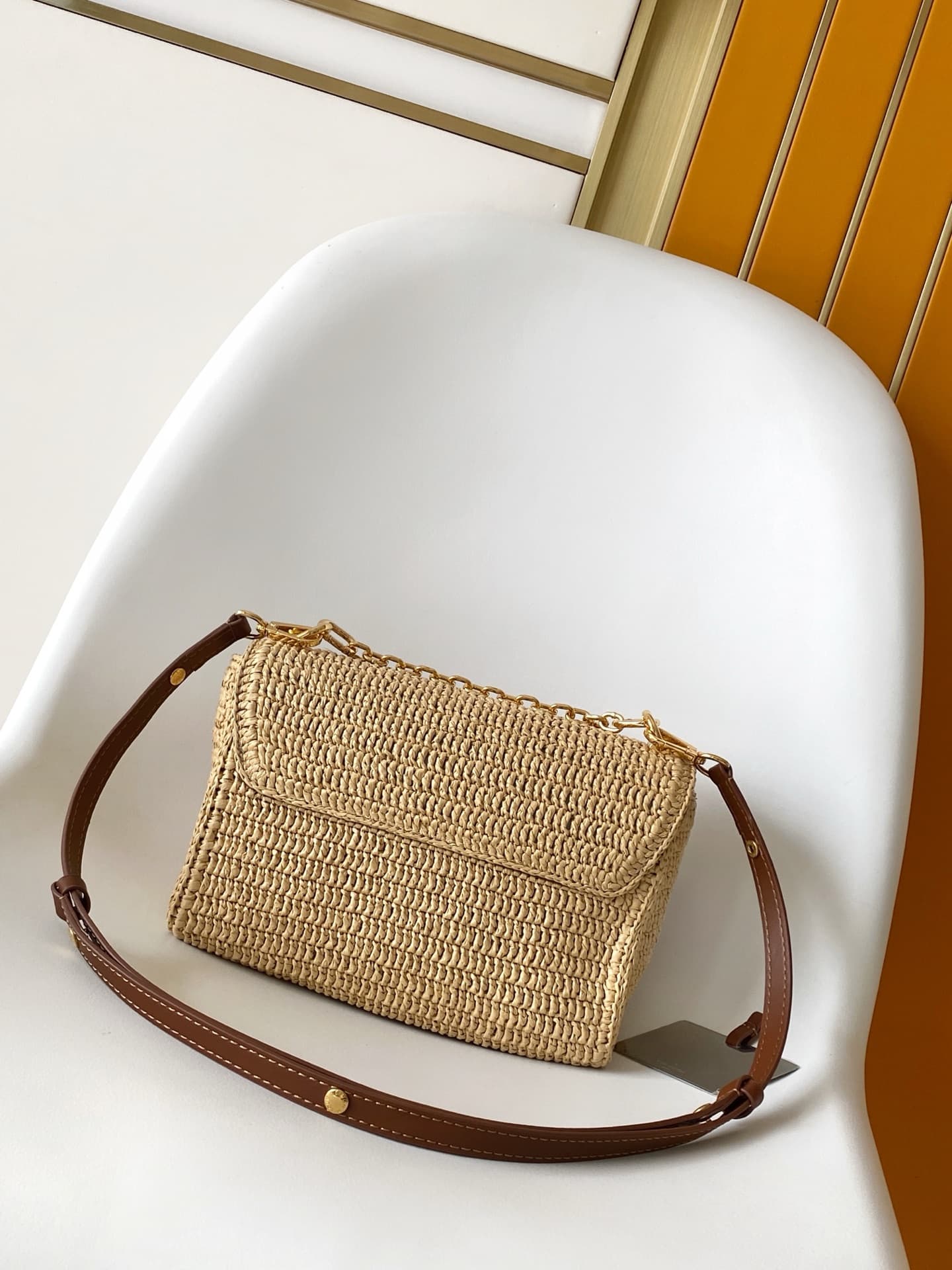 Louis Vuitton Twist PM Slim Brown Raffia M14309 High