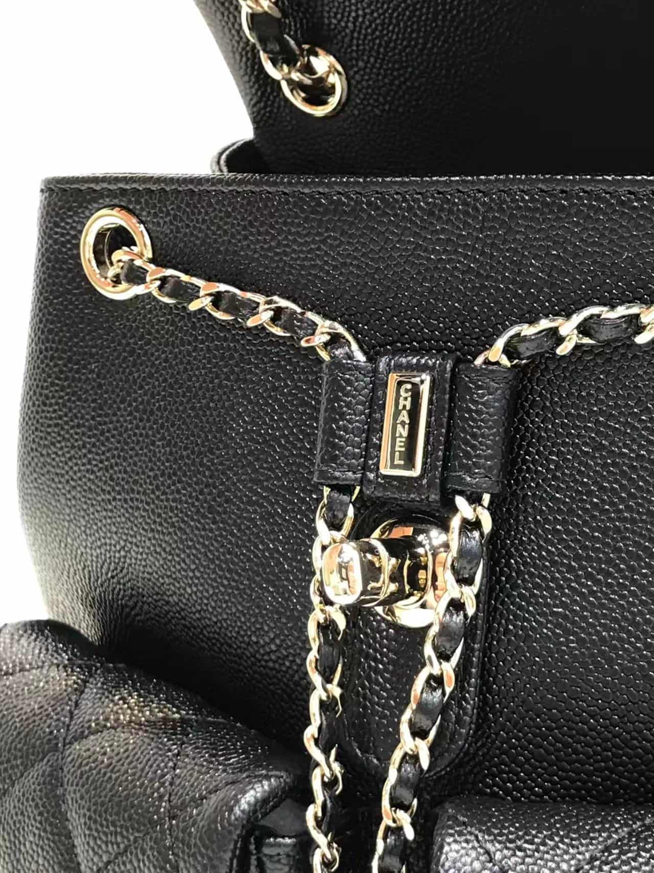 Chanel BACKPACK AS3860 Grained Shiny Calfskin & Gold-Tone Metal Black TOP