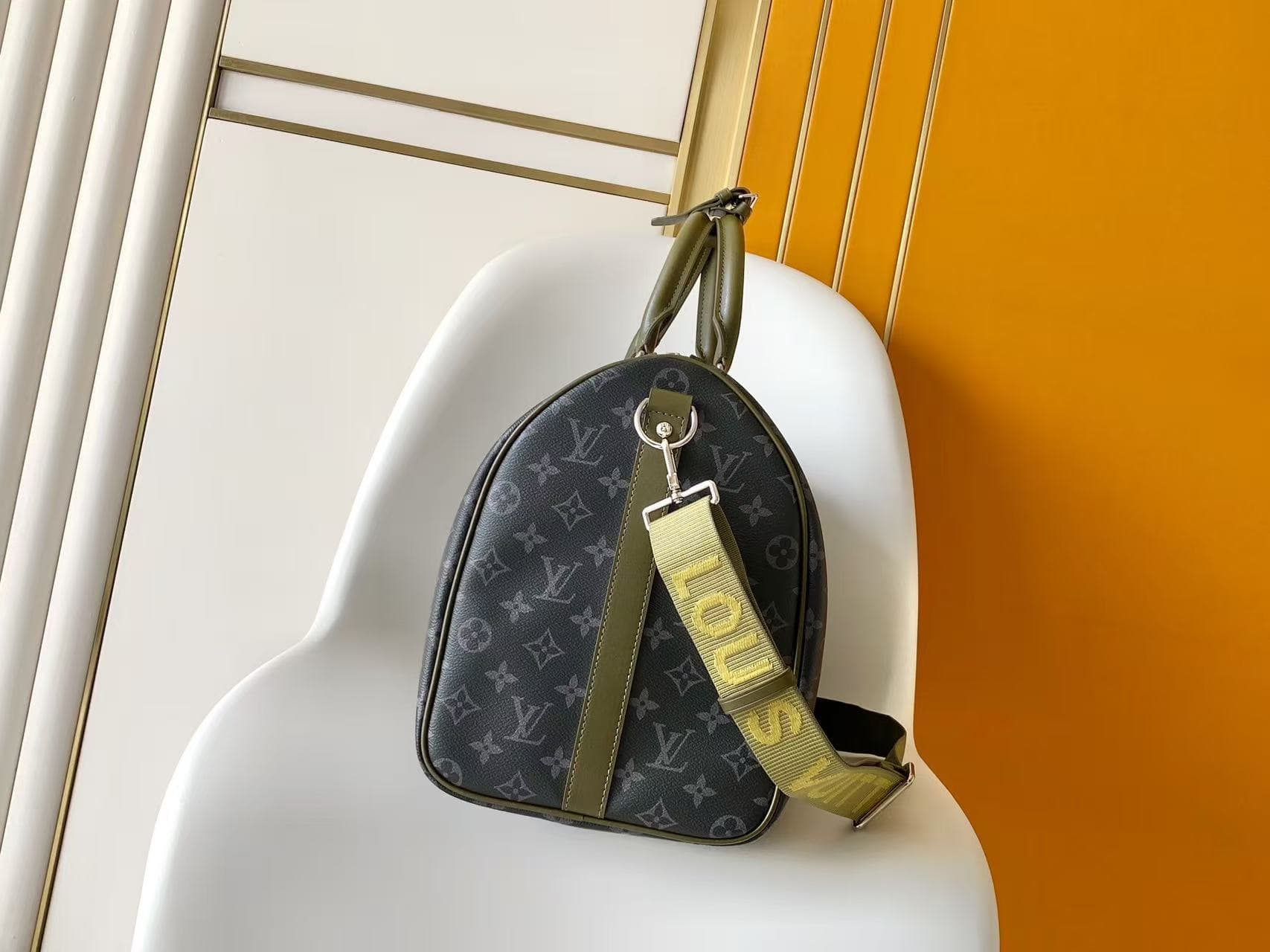 Louis Vuitton Keepall Bandoulière 45 Khaki Green Monogram Eclipse coated canvas M28837 High