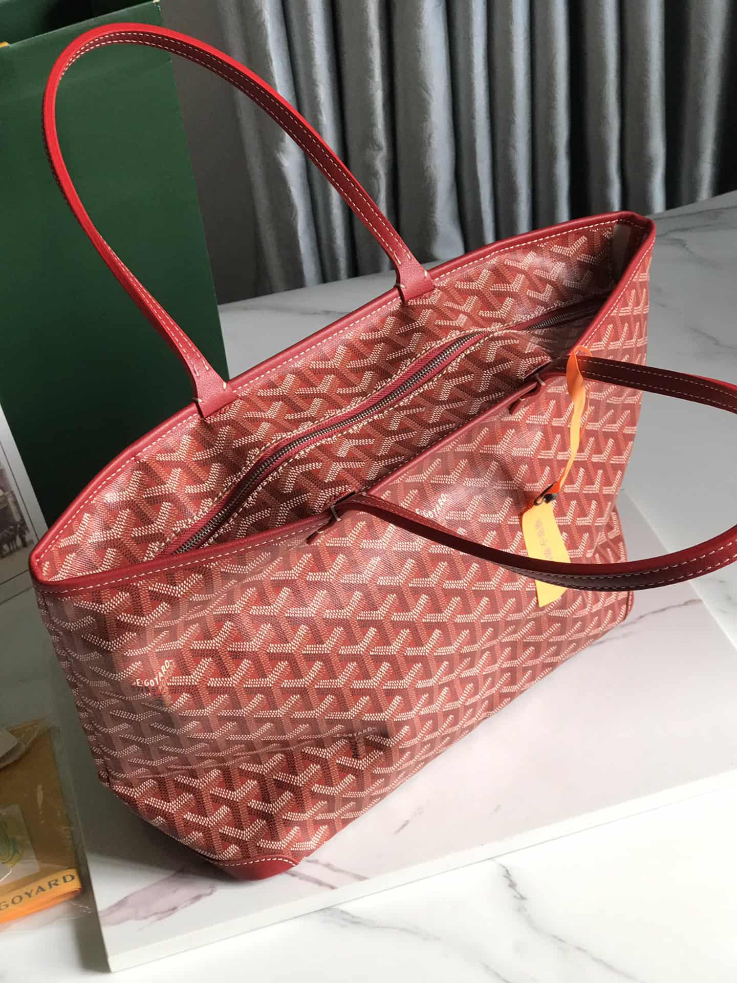 ARTOIS PM BAG Goyardine Canvas & Chevroches Calfskin Red High