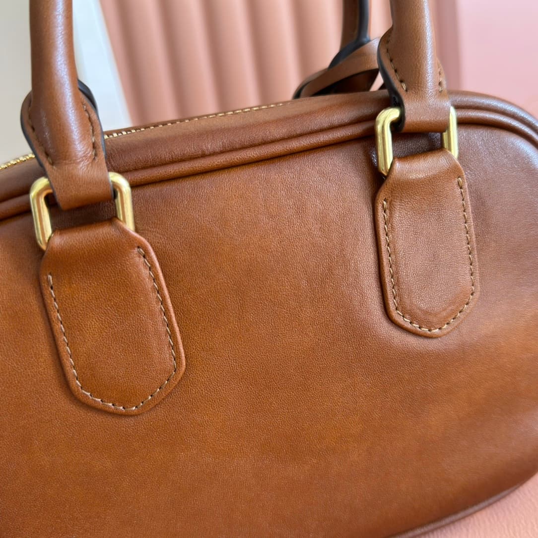 Miu Miu Arcadie Calfskin leather bag 5BB123 Cognac TOP