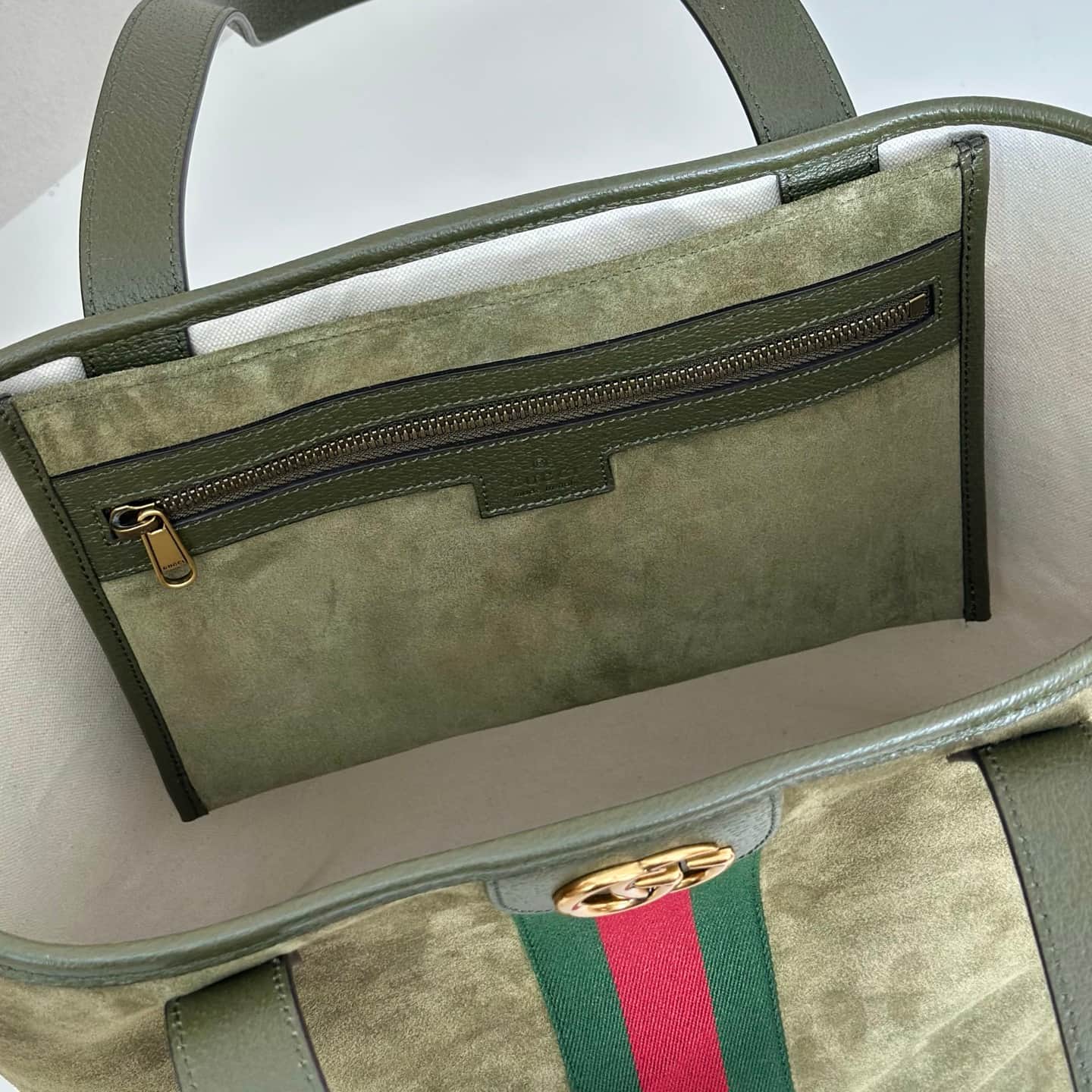 Gucci Ophidia medium tote bag 834465 dark green suede High
