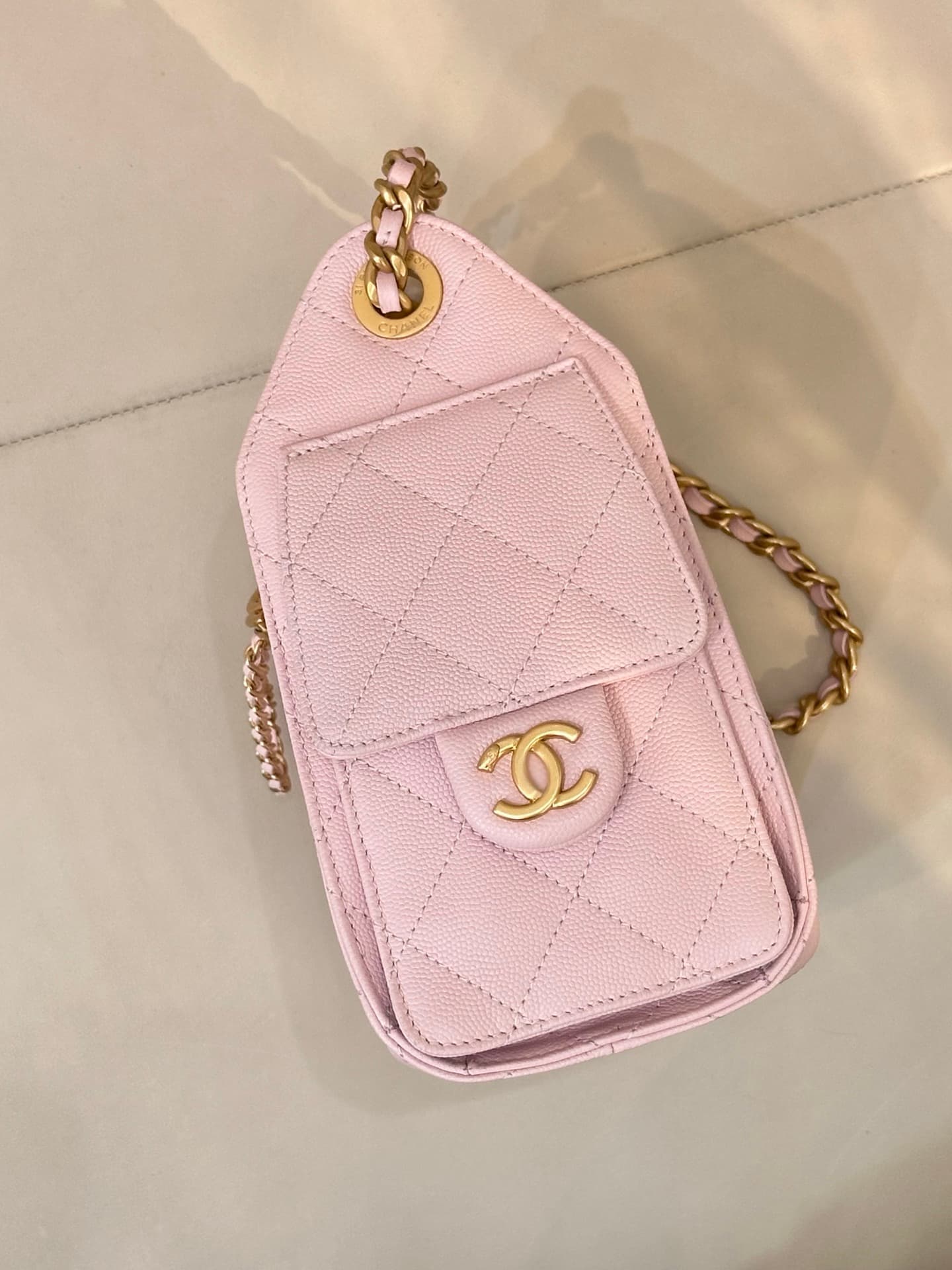 CHANEL 25 Mini Handbag AS5631 Grained Calfskin & Gold-tone Metal Light Pink TOP