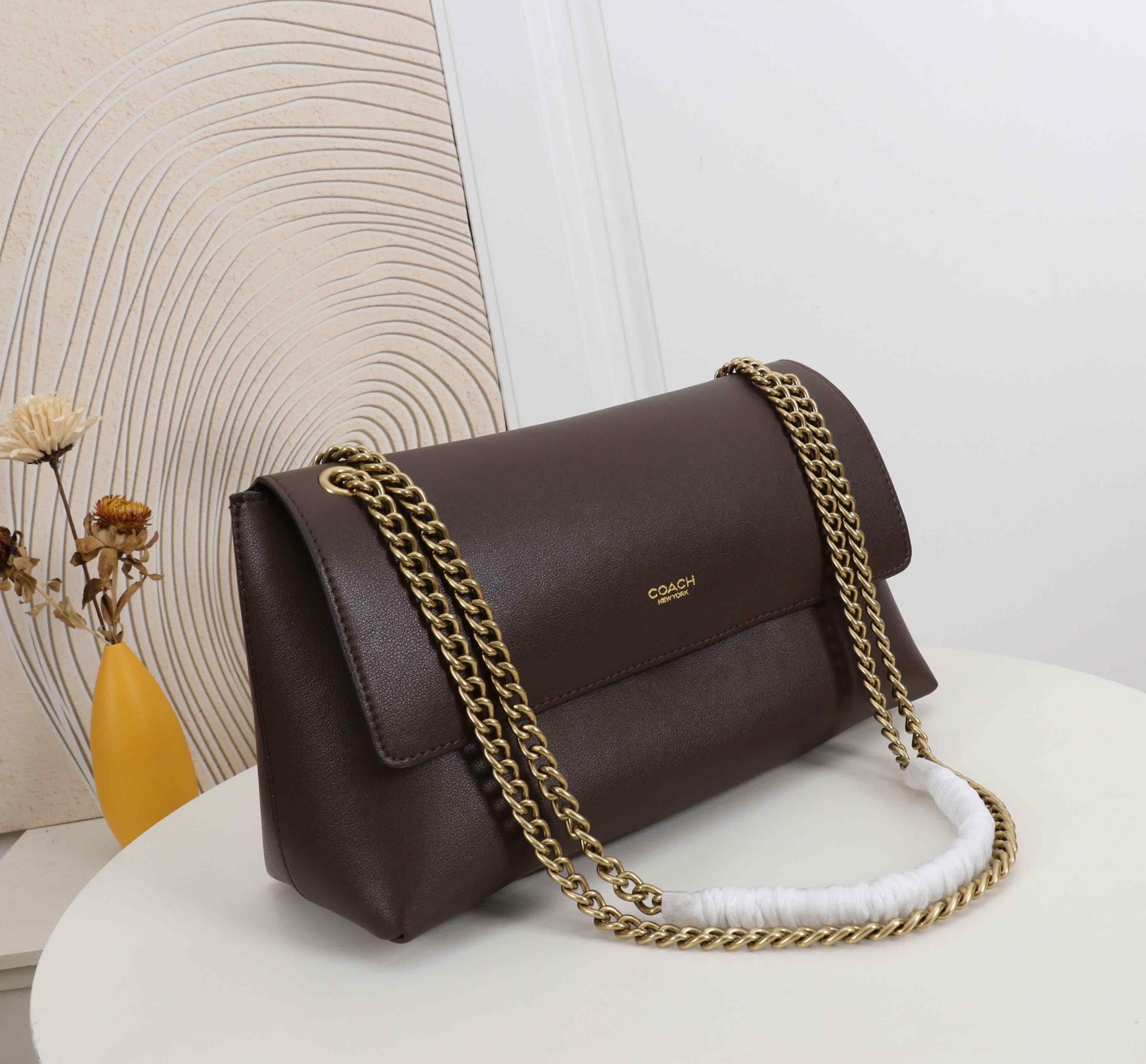 Coach Chelsea Shoulder Bag 30 With Chain in Brown Leather High