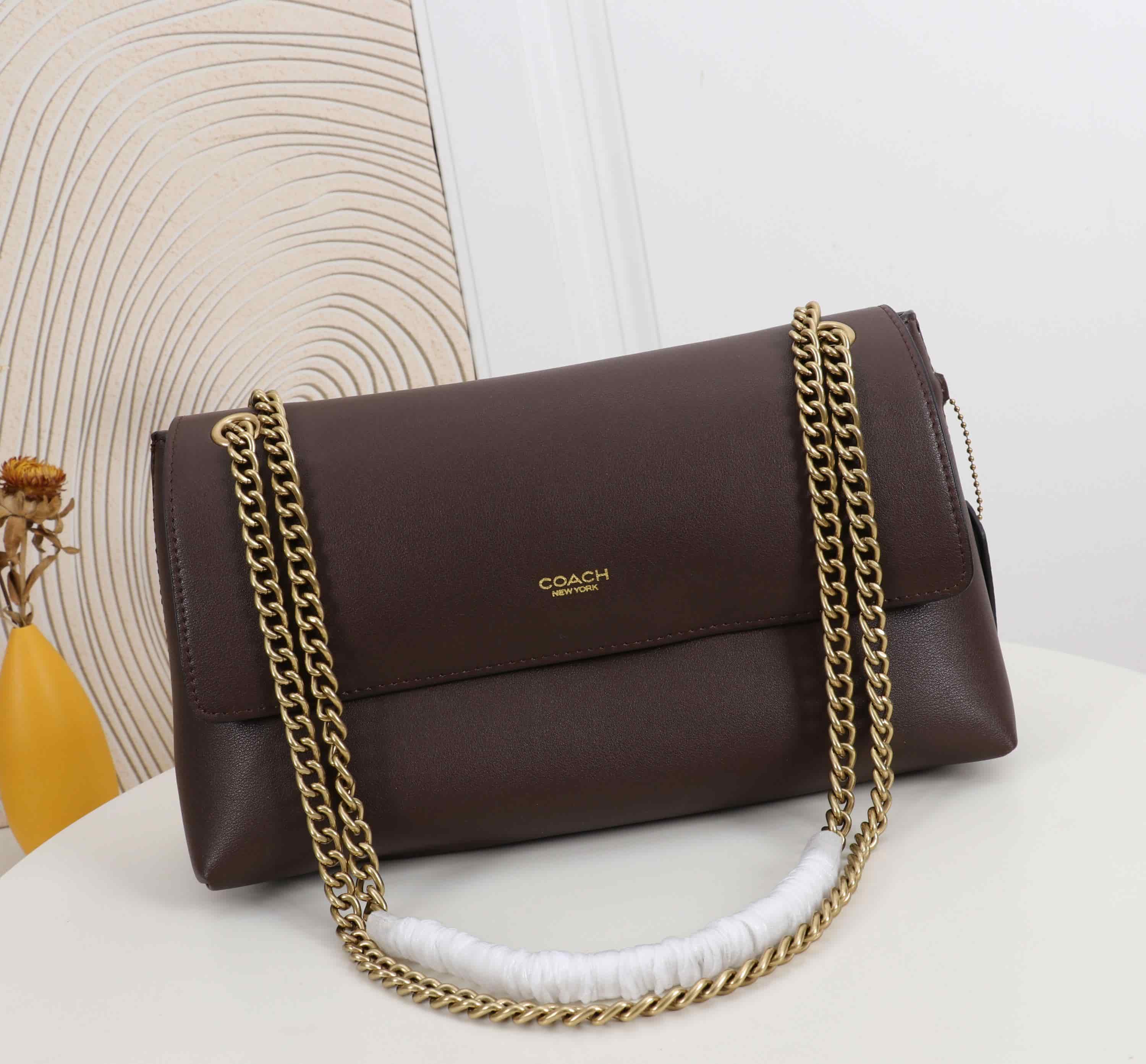 Coach Chelsea Shoulder Bag 30 With Chain in Brown Leather High