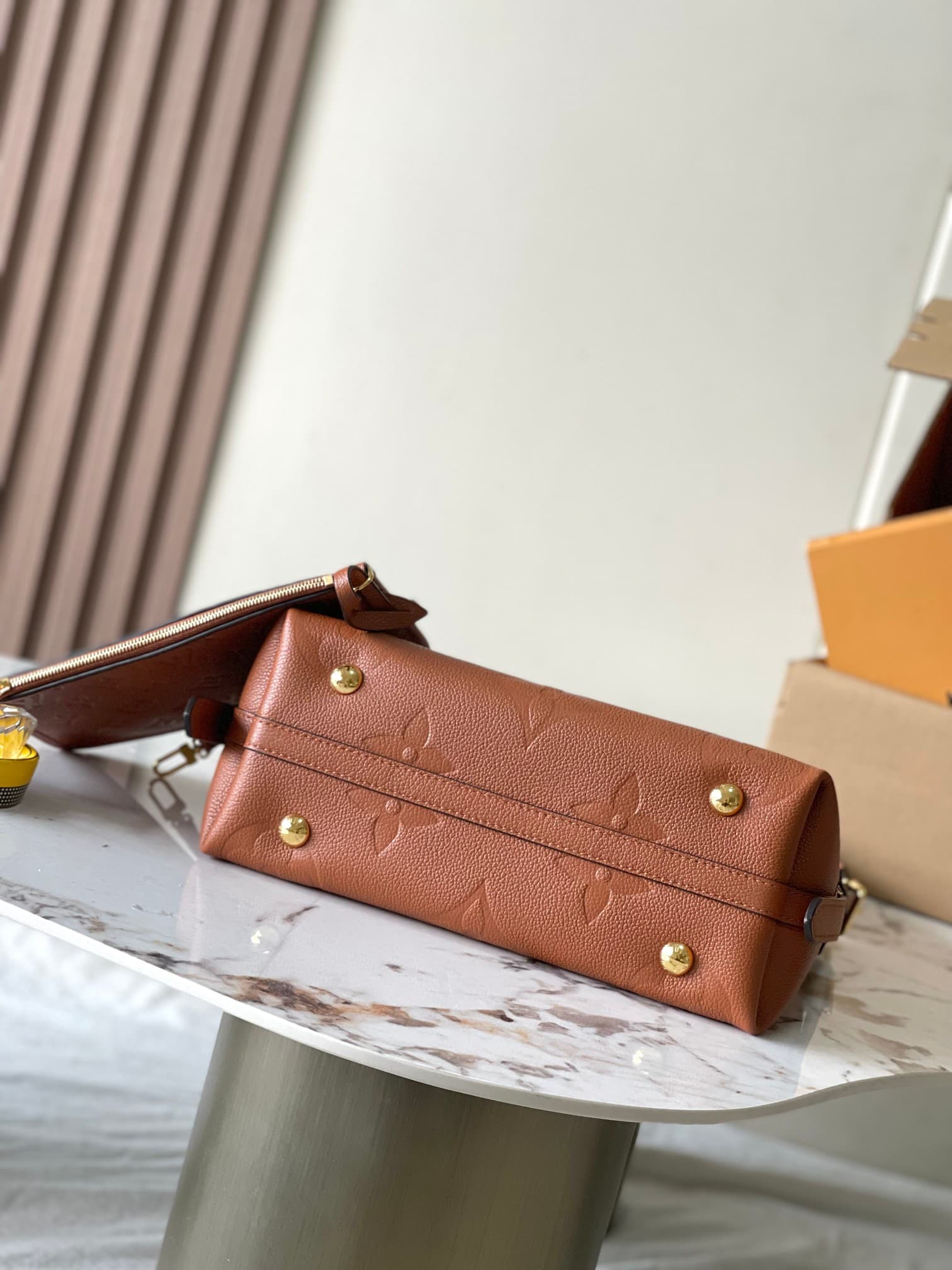 Louis Vuitton CarryAll PM Cognac Brown Embossed grained cowhide leather M11790 TOP