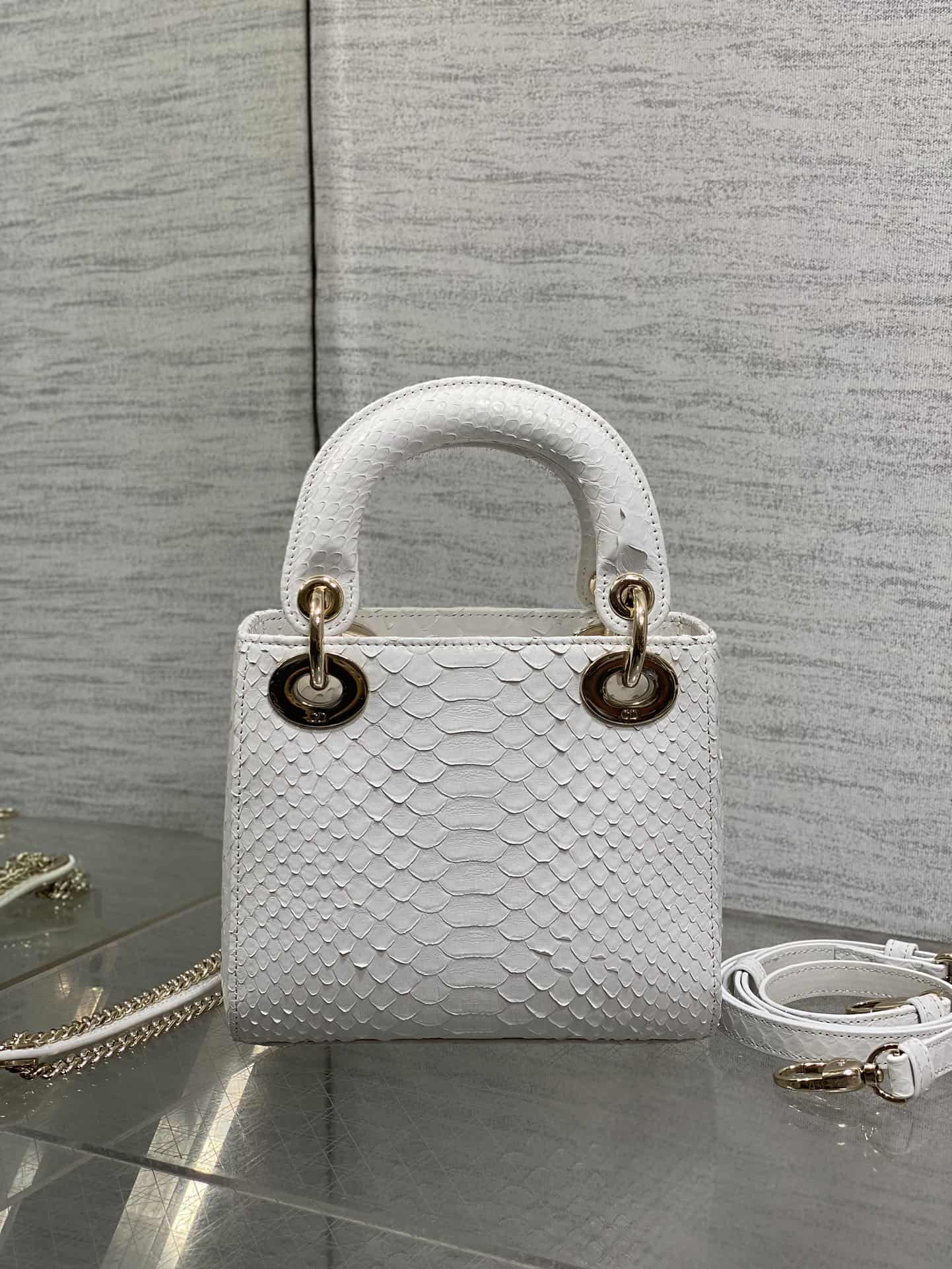 MINI LADY Dior BAG Cannage Python Gold-tone Metal High