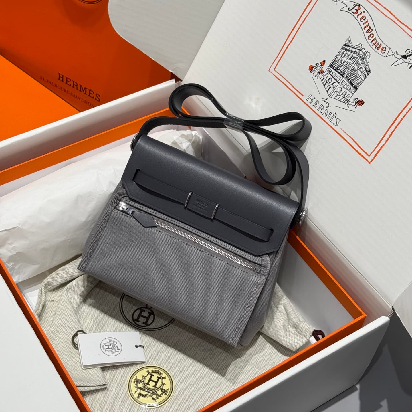 Hermes Herbag Zip Mini 20 bag Canvas and Leather TOP
