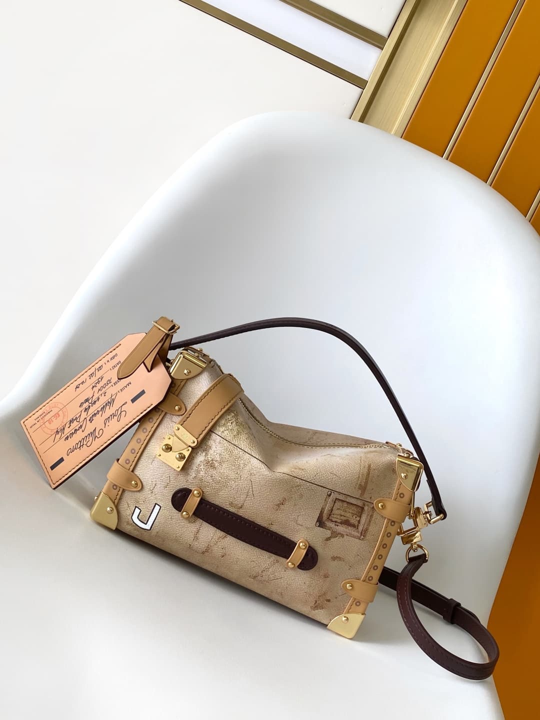 Louis Vuitton Side Trunk MM Beige Canvas and cowhide leather M12480 High