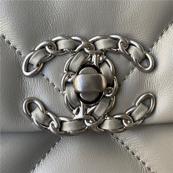 Chanel 19 Flap Bag Lambskin Grey Silver High