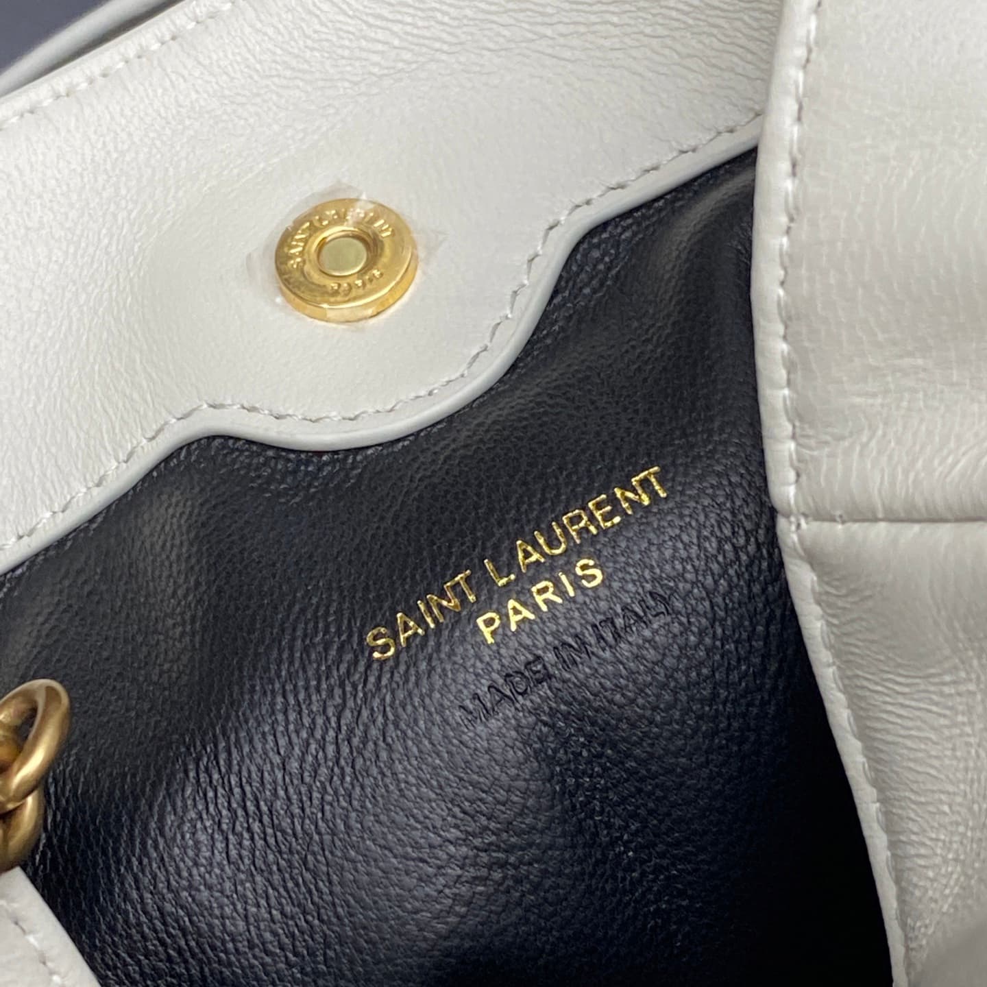 Saint Laurent Jamie Mini Leather Bucket Bag White Lambskin 859174 High