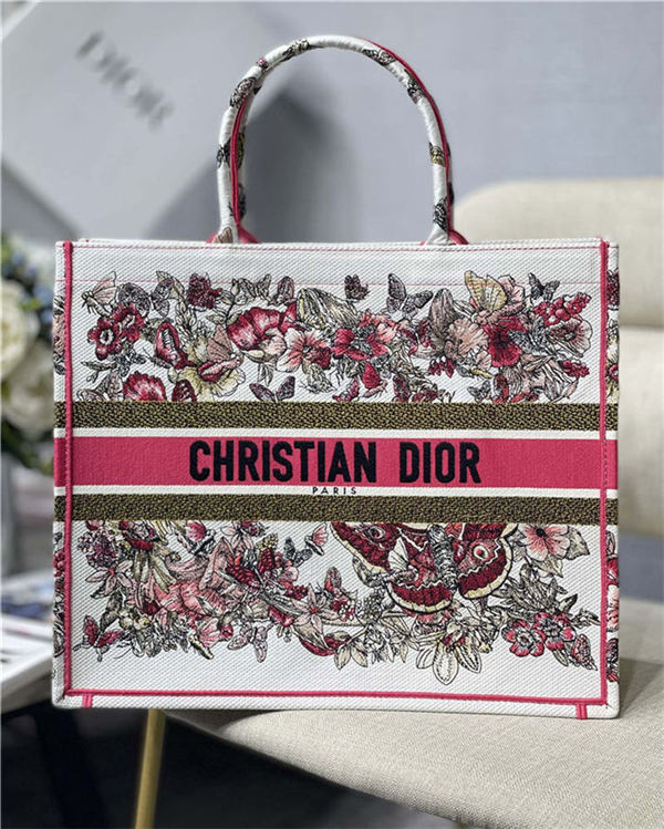 MEDIUM Dior BOOK TOTE Embroidery Butterfly High
