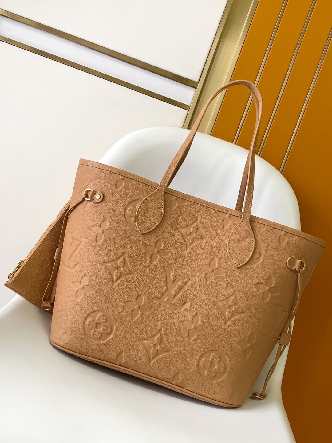 Louis Vuitton Neverfull MM Sand Grained cowhide leather M14319 High