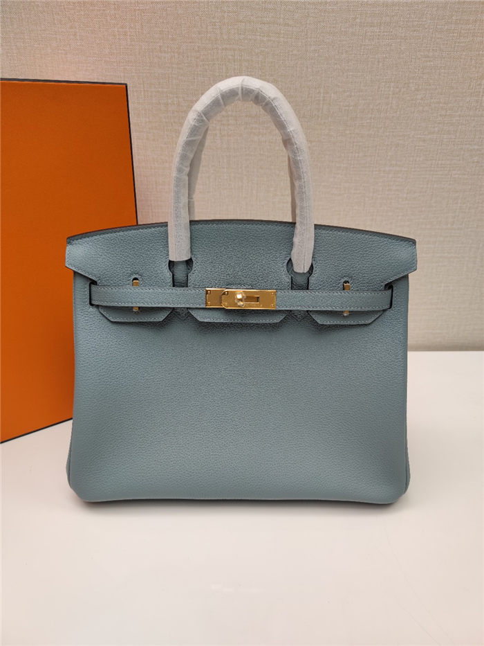 Hermes Birkin 25/30/35cm Bag Togo Leather In Blue Lin WAX High