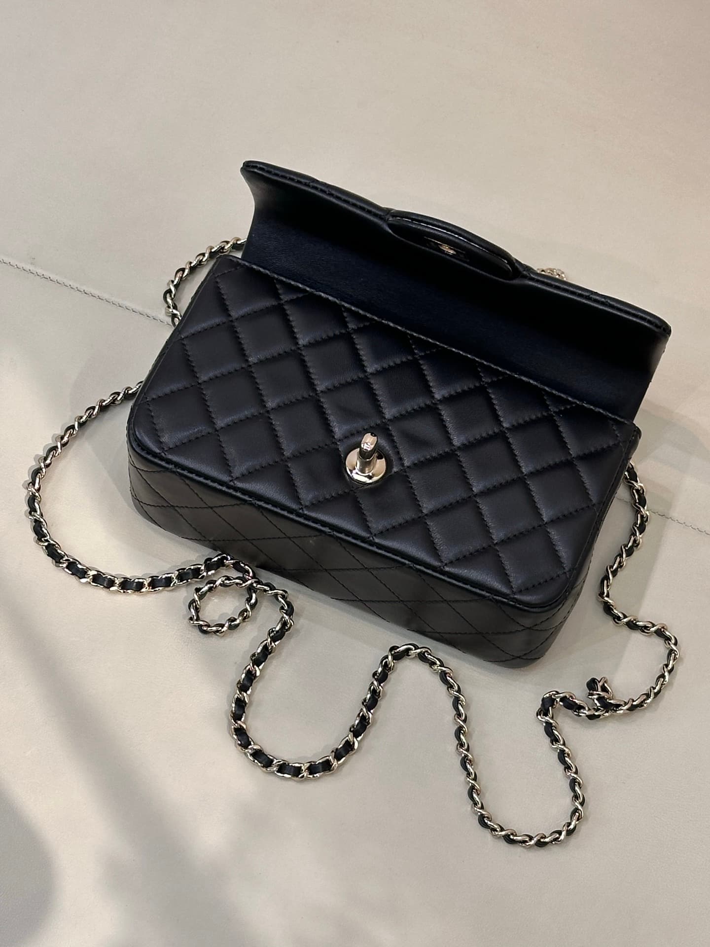 Chanel Mini Classic Handbag Lambskin Strass & Gold-Tone Metal AS2431 black TOP