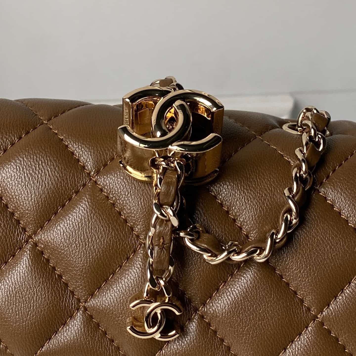 Chanel Classic Flap Bag Lambskin & Gold-Tone Metal AS5759 Dark Brown A