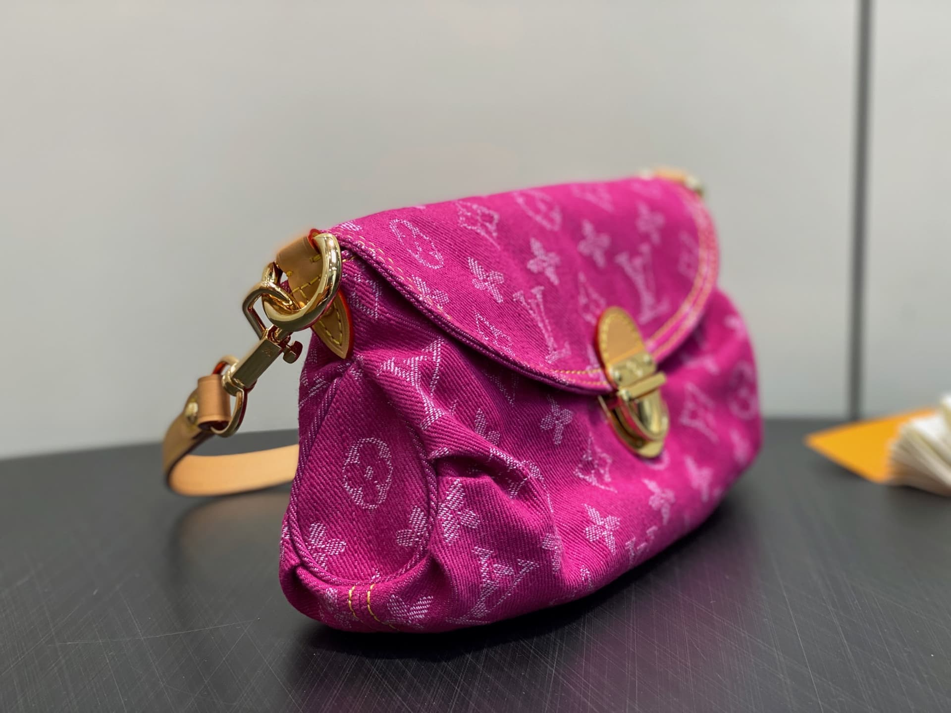 Louis Vuitton Monogram Fuchsia Denim Mini Pleaty Bag M95216 High