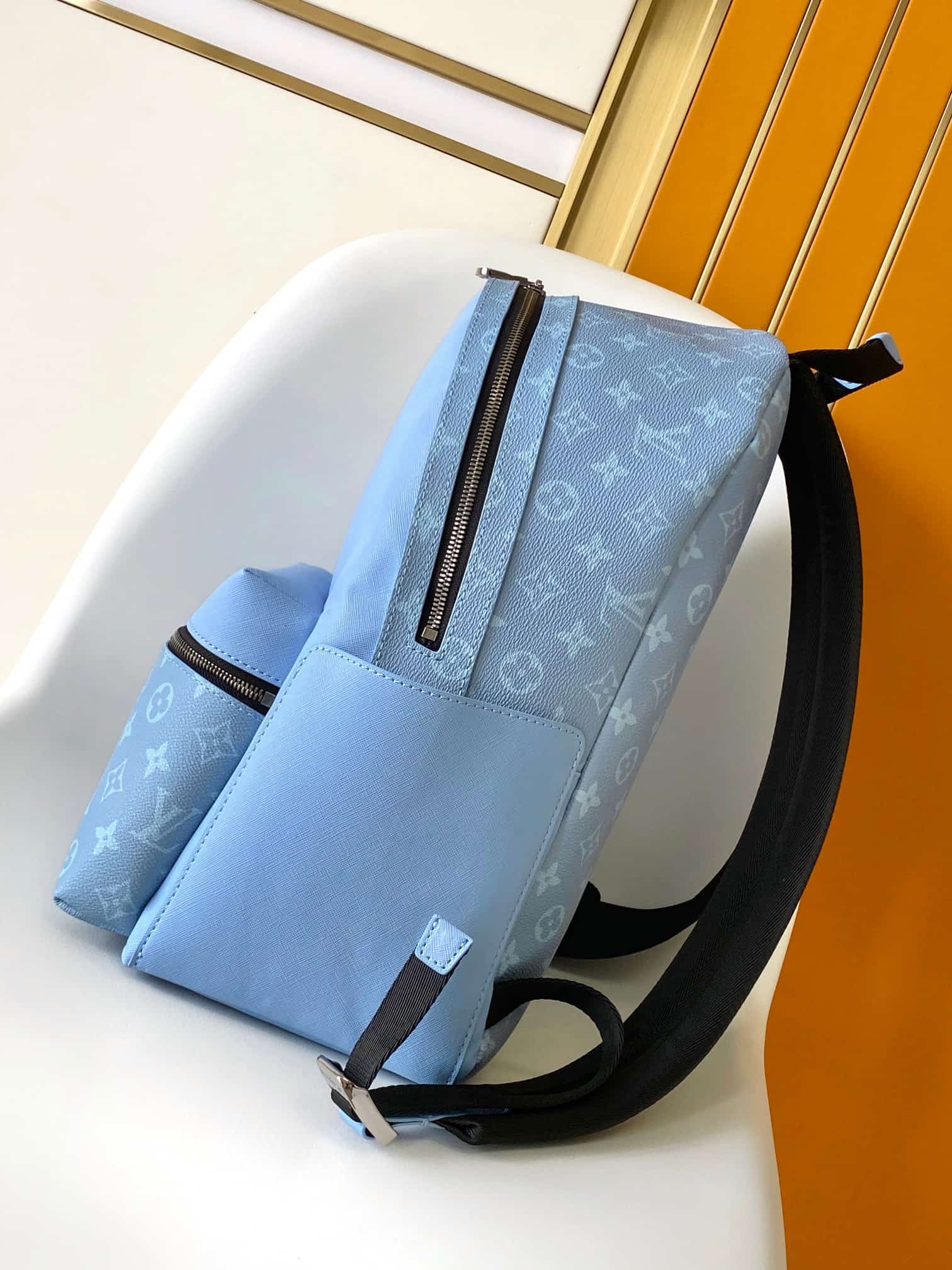 Louis Vuitton Taigarama Discovery Backpack Blue Denim M14072 High