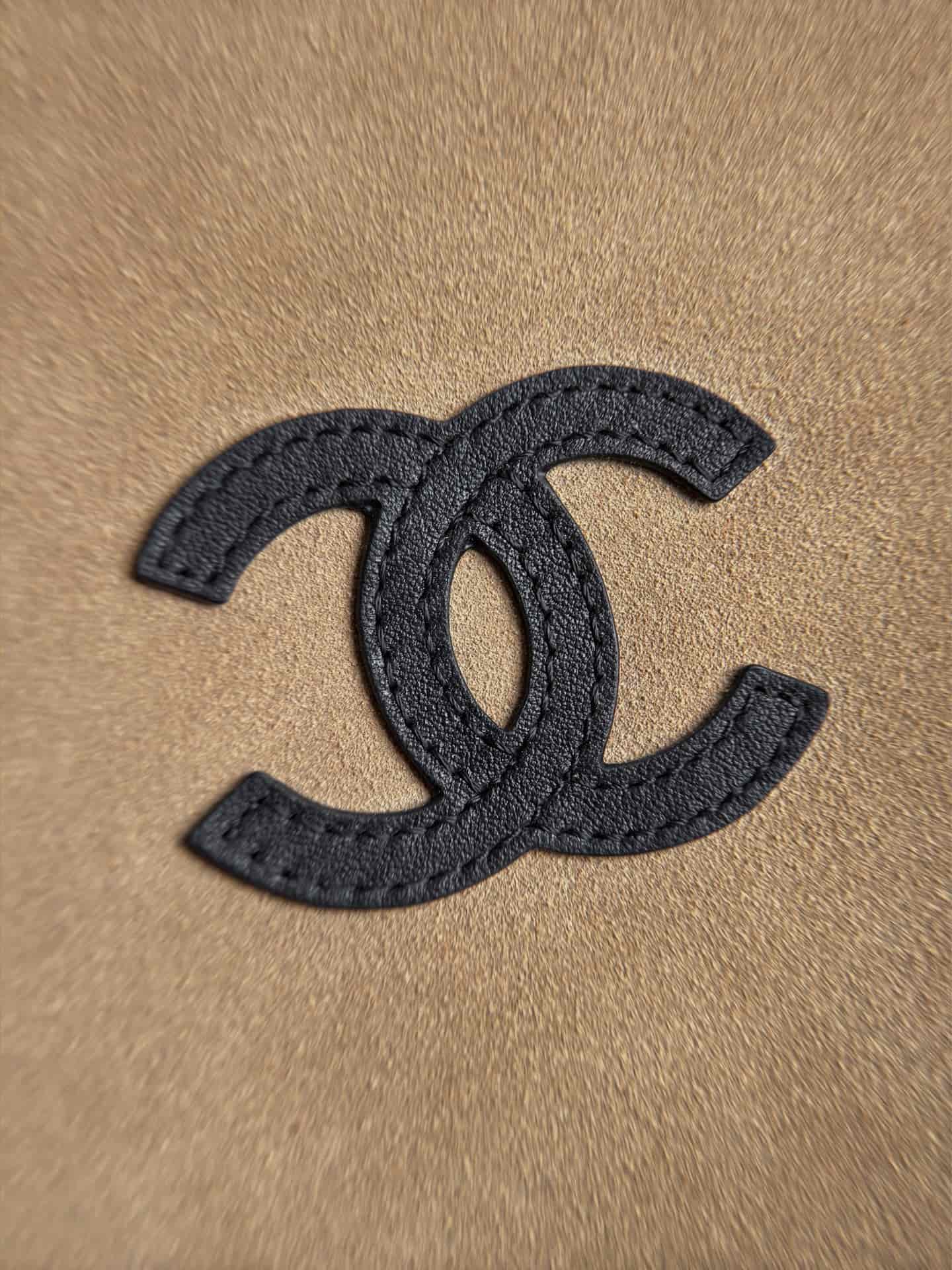 Chanel Large Zipped Pouch Suede Calfskin & Silver-Tone Metal AP5267 Beige A