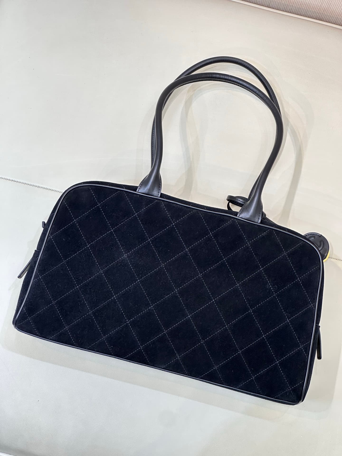 Chanel Bowling Bag Suede Calfskin Calfskin & Gold-Tone Metal Black TOP