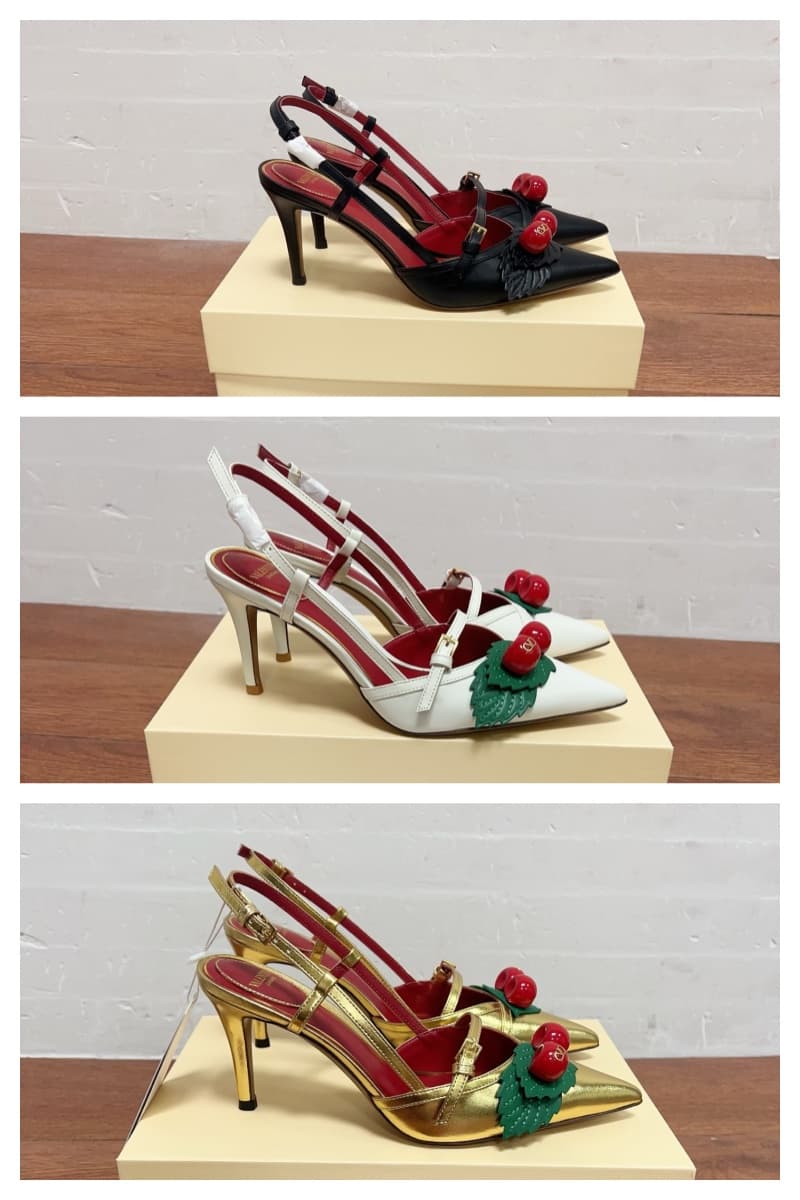 Valentino Garavani Leather Cherryfic Slingback Pumps