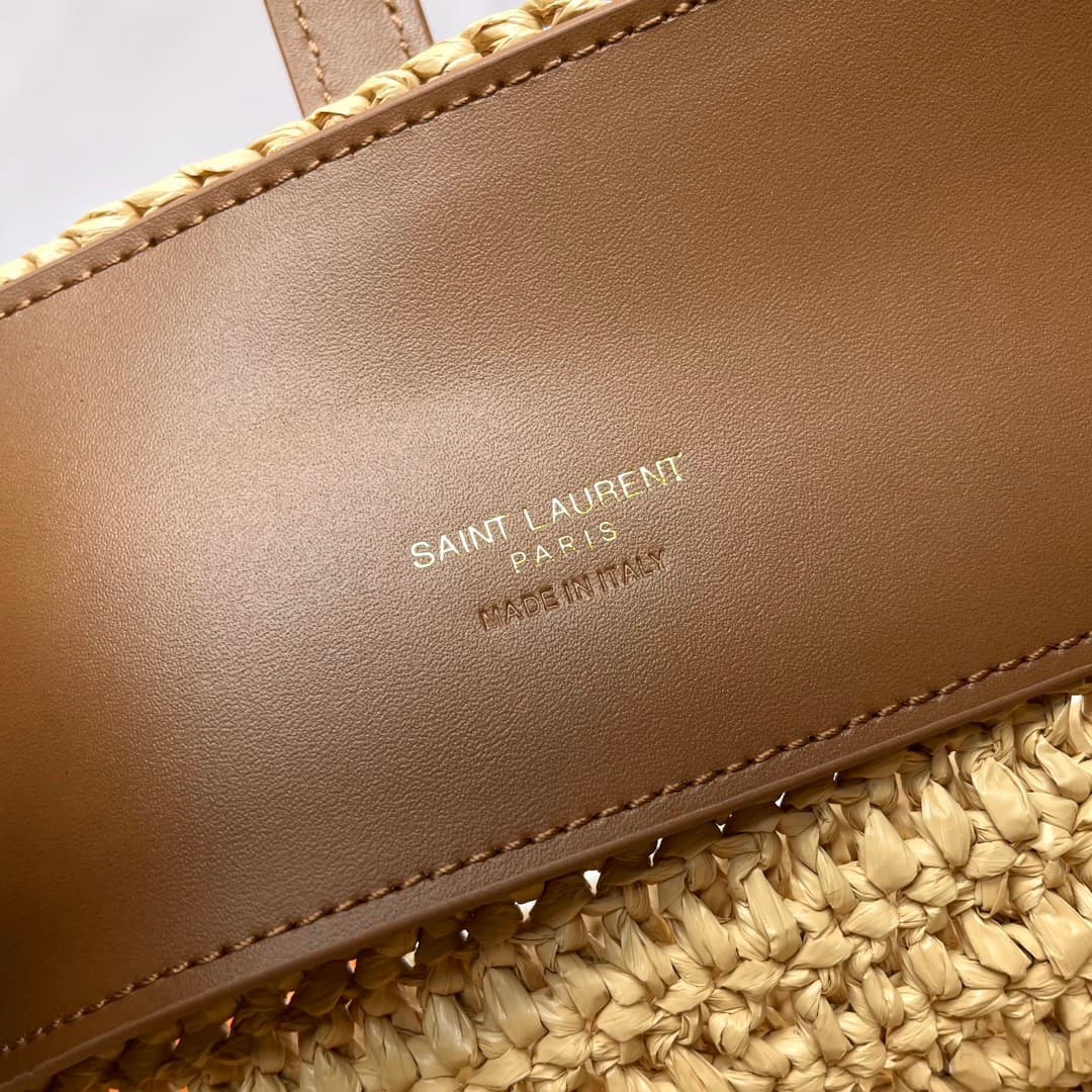 LE 37 in woven raffia and vegetable-tanned leather 773991 NATUREL AND BRICK High