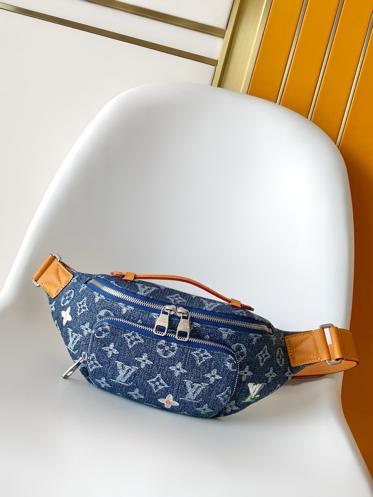 Louis Vuitton Rush Bumbag Blue Monogram Flowers Denim M27640 High