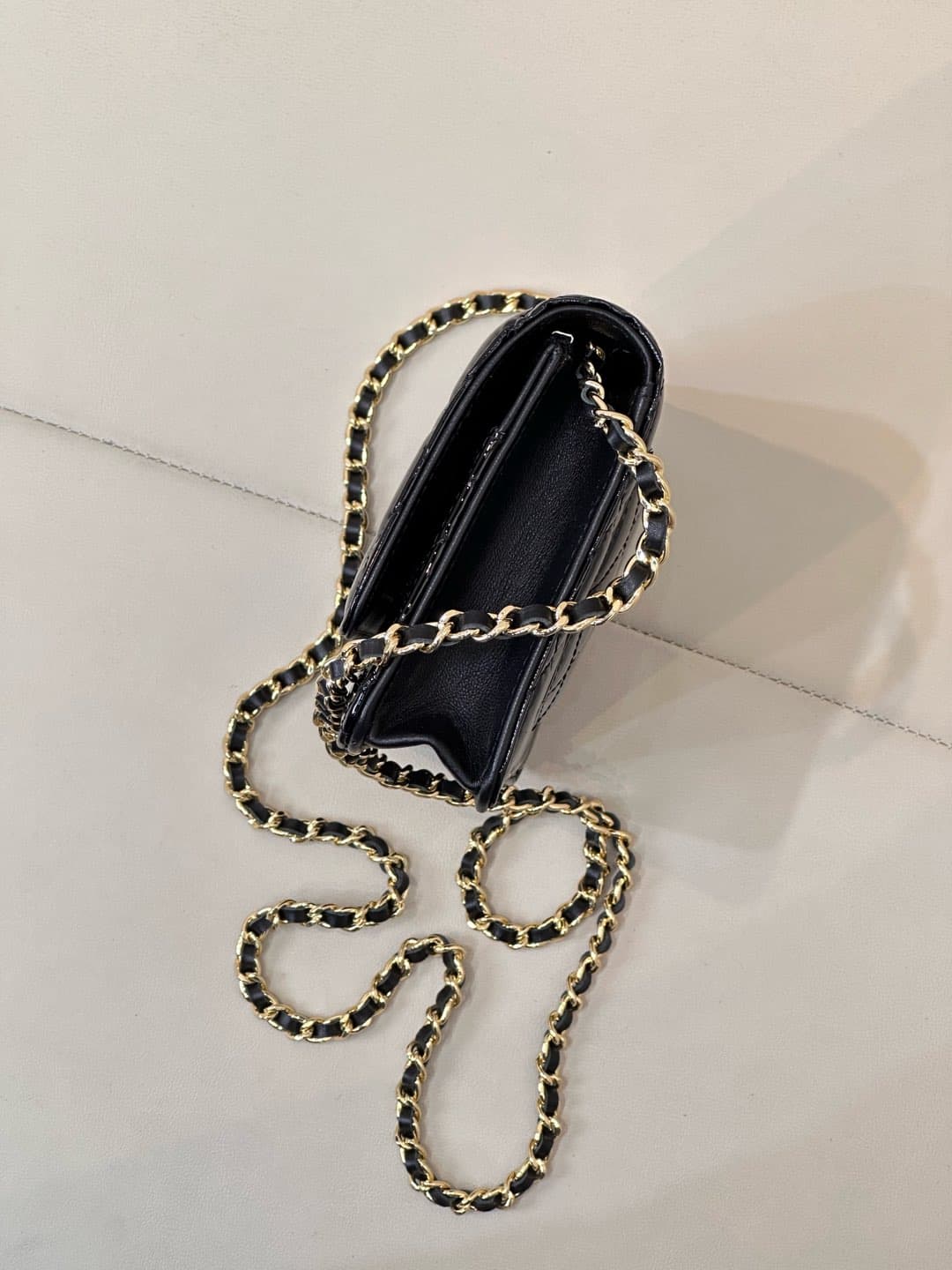 Chanel Wallet on Chain Patent Calfskin& Gold-tone Metal AP0250 Black TOP