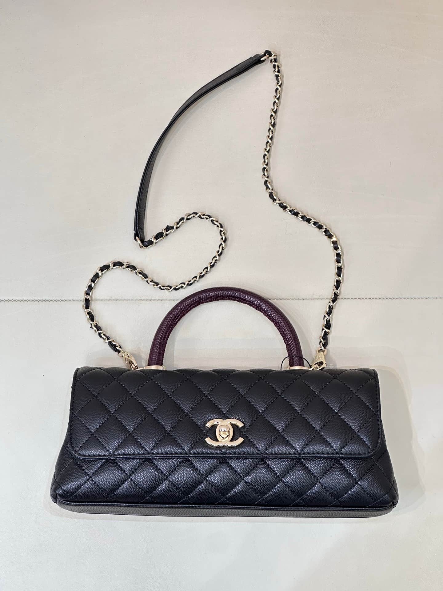 Chanel Maxi Flap Bag with Top Handle Grained Calfskin& Gold-Tone Metal AS6091 Black TOP