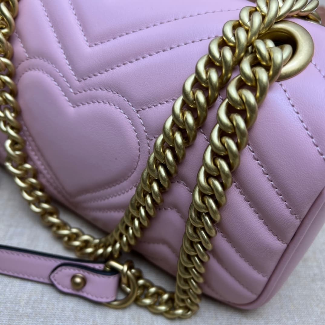GG Marmont mini New matelassé shoulder bag 446744 Pink High