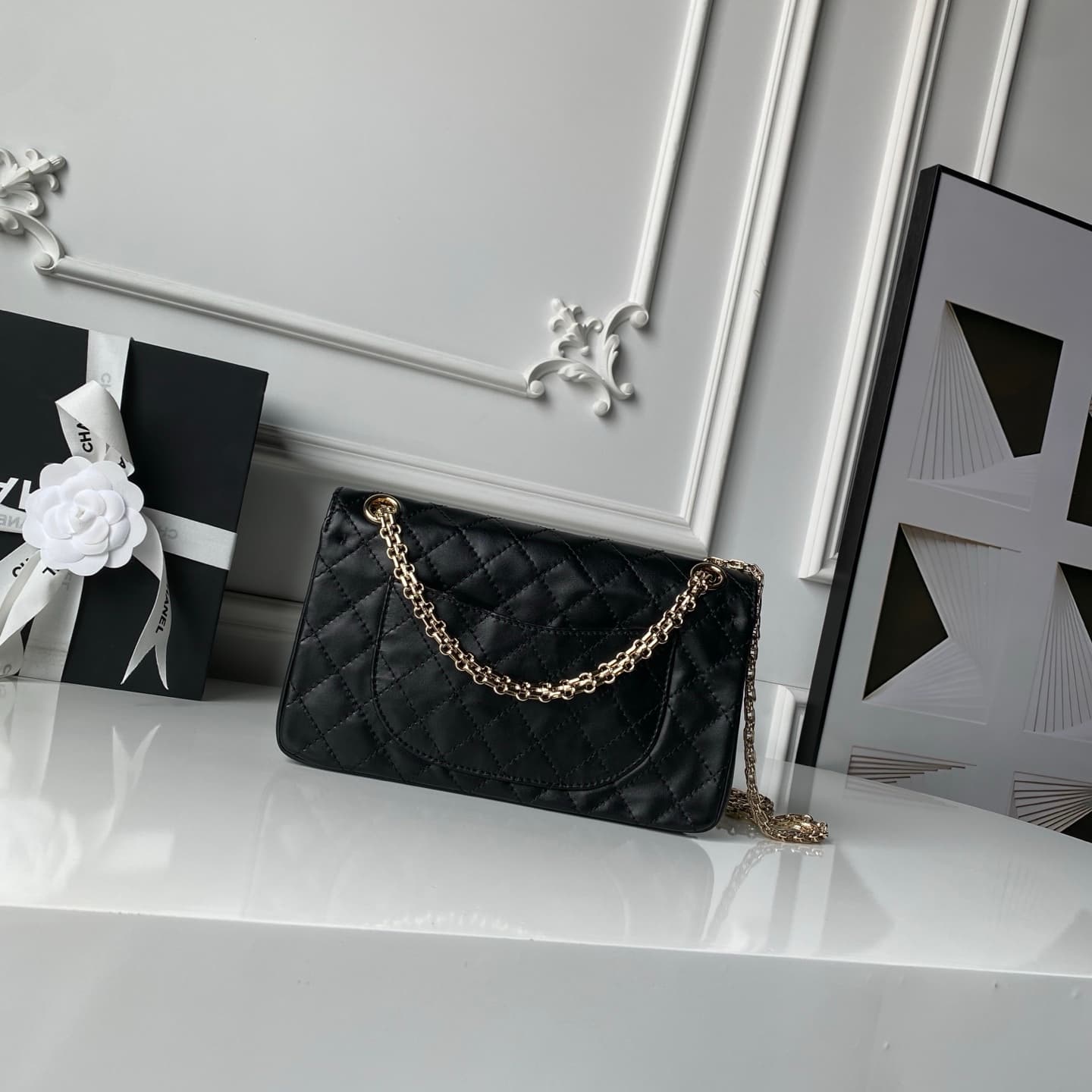 Chanel 2.55 Handbag Calfskin & Gold-Tone Metal Black A37586 A