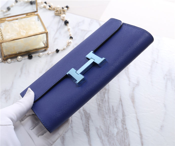 Hermes Constance Long Wallet Epsom Calfskin In Navy High